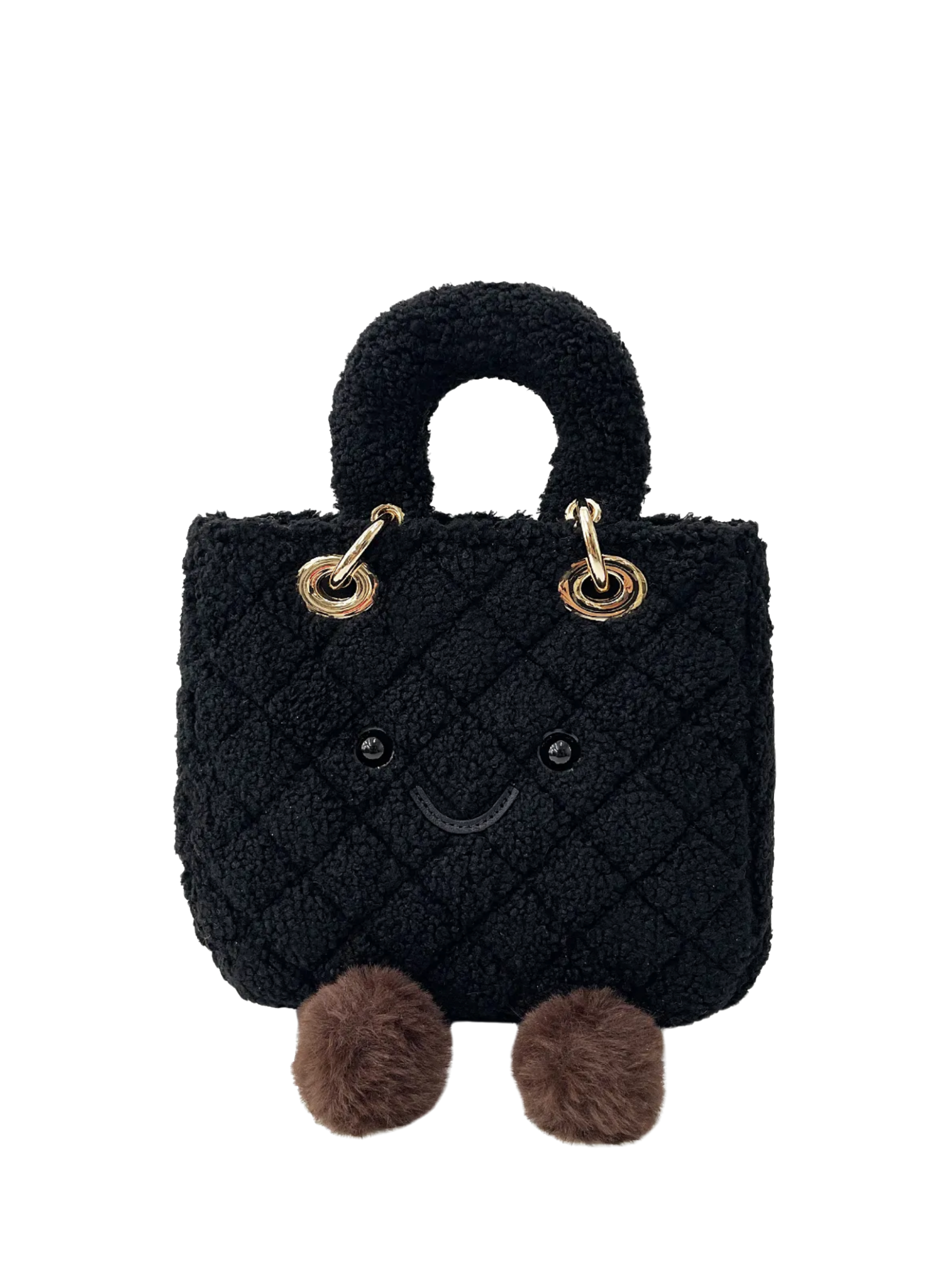 Jellykin 22 Faux Fur Lady Bag in Caviar, front view