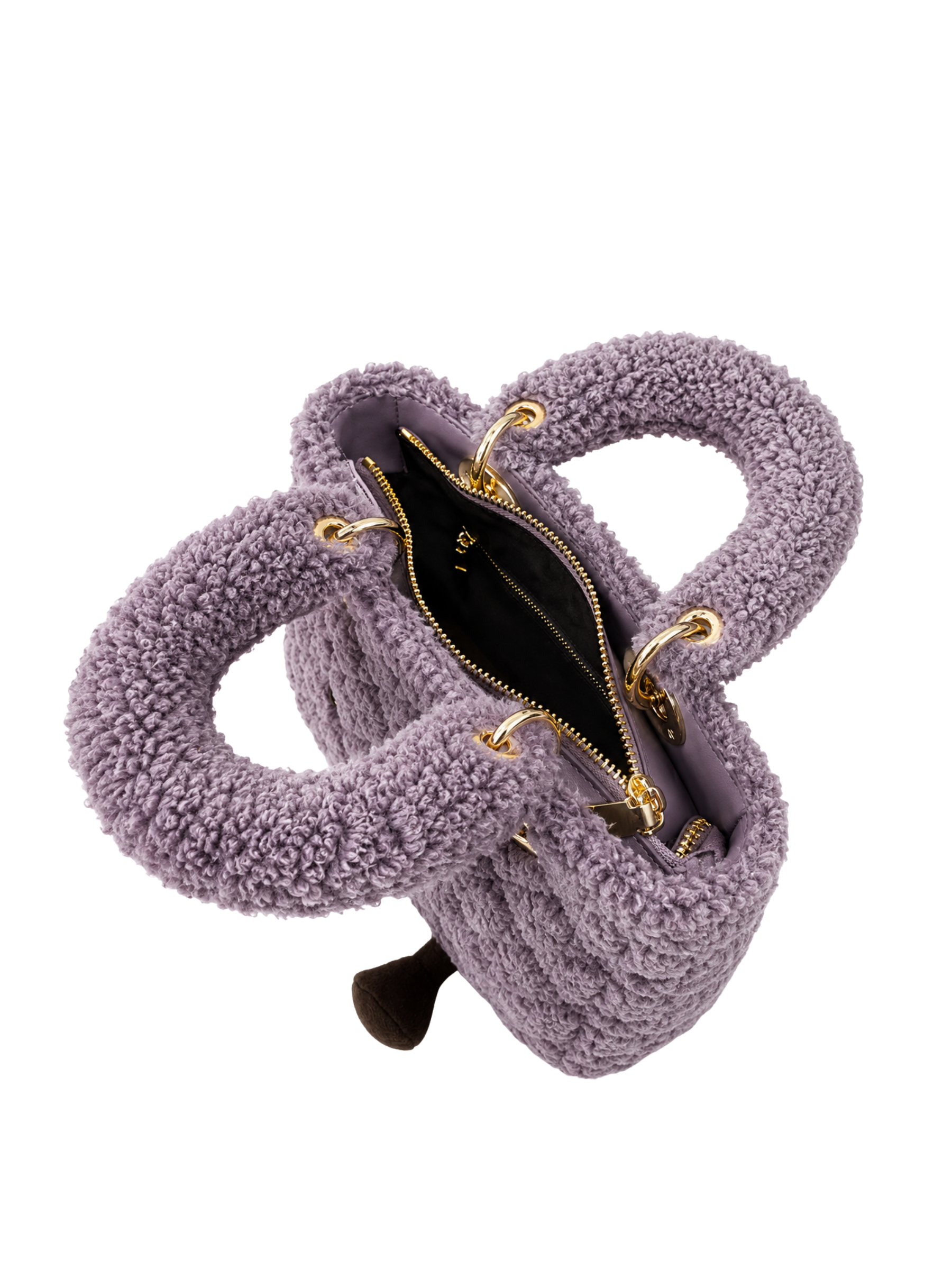 Jellykin 22 Faux Fur Lady Bag in Ube, interior view