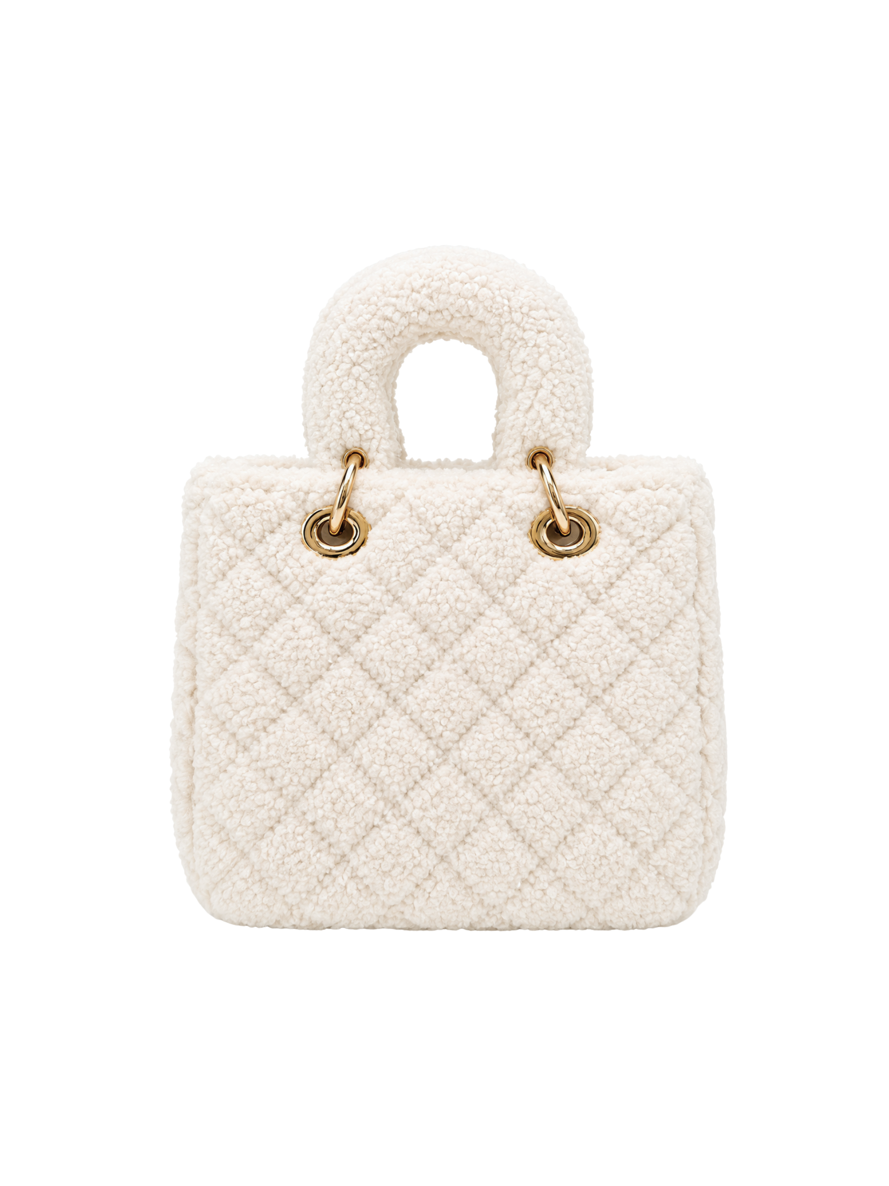 Jellykin 22 Faux Fur Lady Bag in Milk, back view