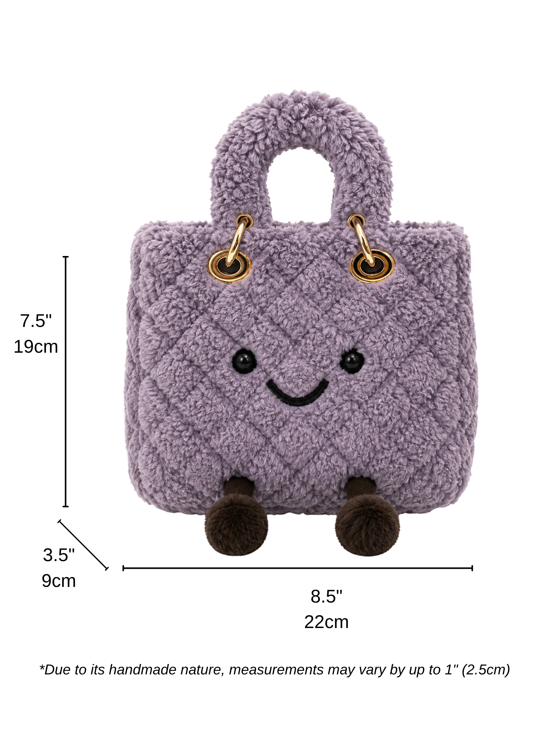 Jellykin 22 Faux Fur Lady Bag measurement guide