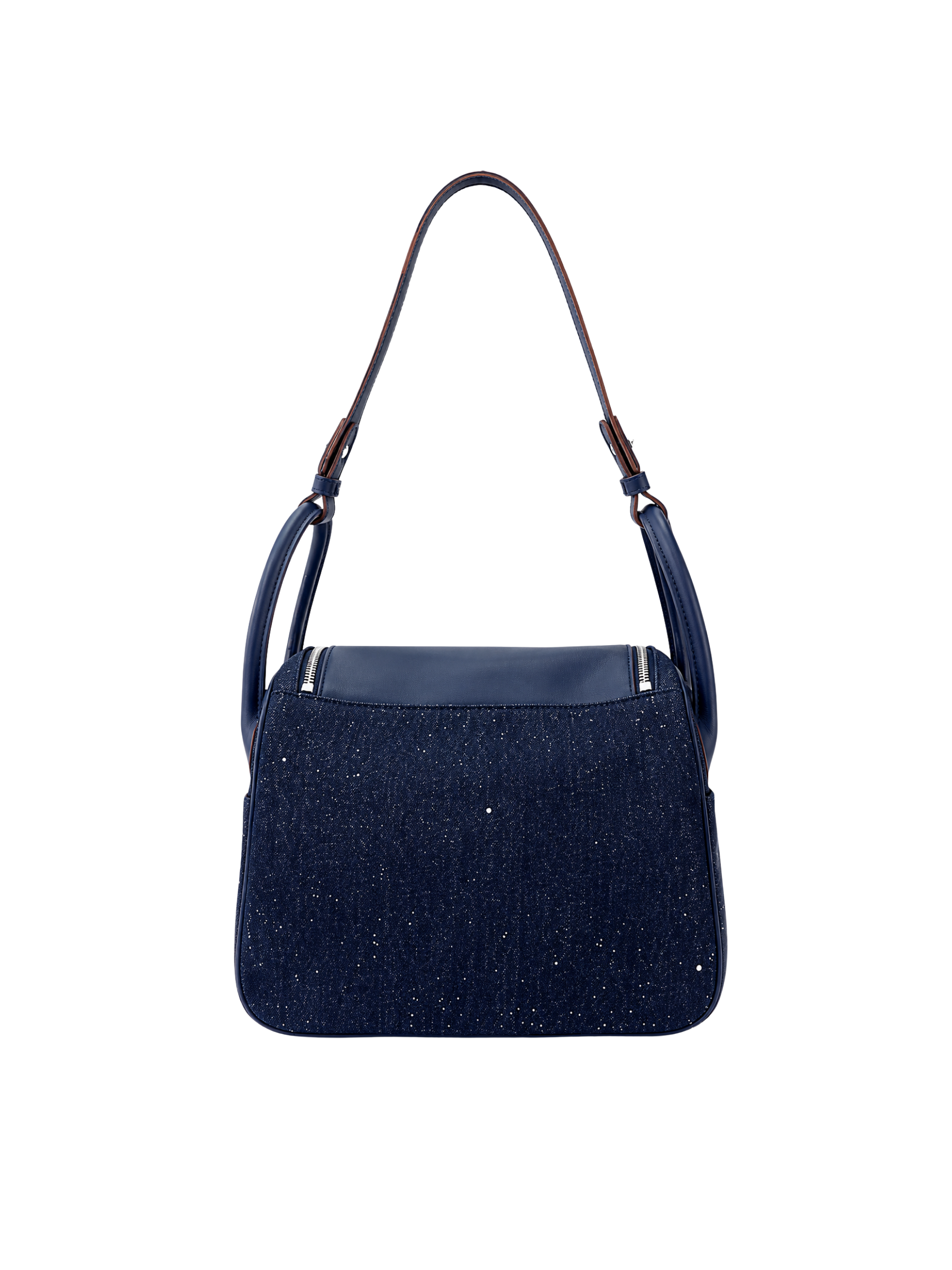 Jellykin 25 Denim Leather Trim Supple Bag in Blueberry — Back View