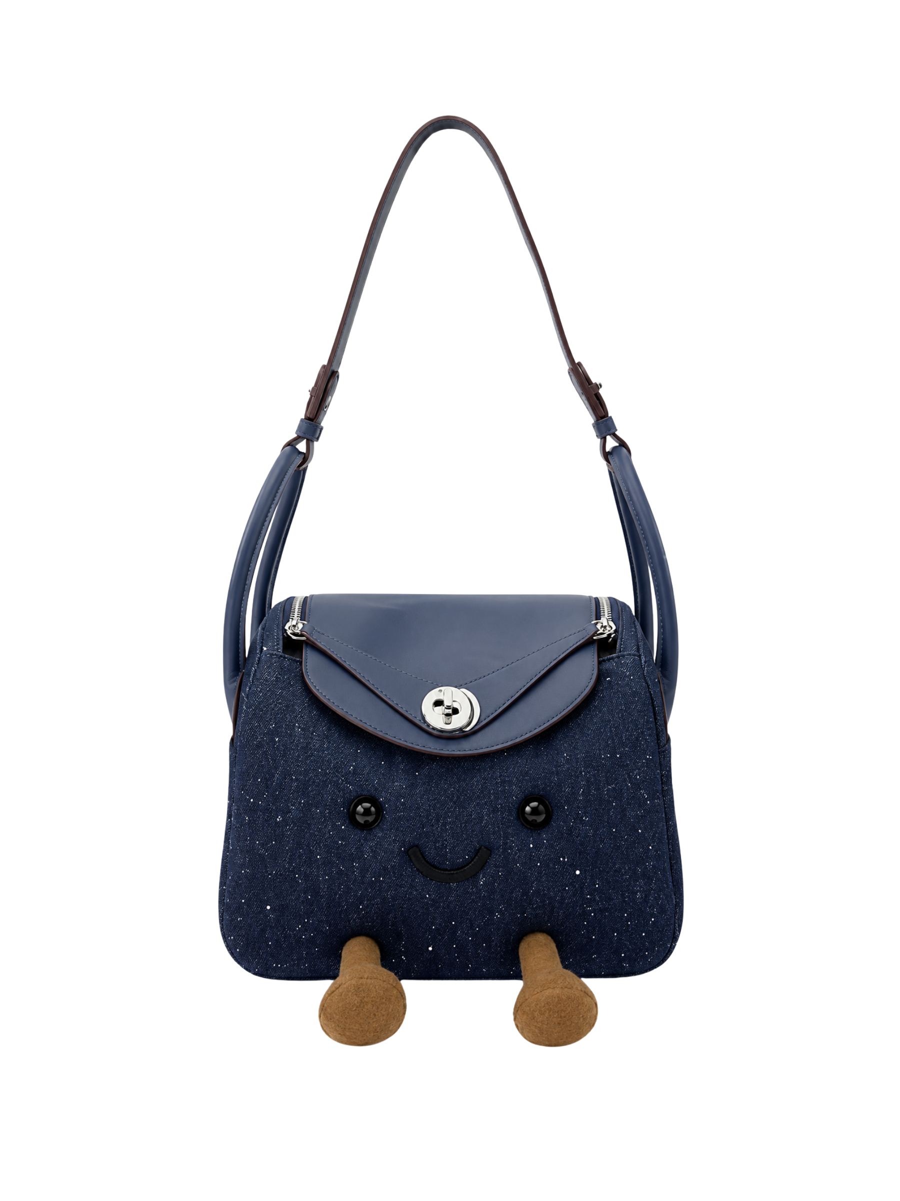 Jellykin 25 Denim Leather Trim Supple Bag in Blueberry — Front View