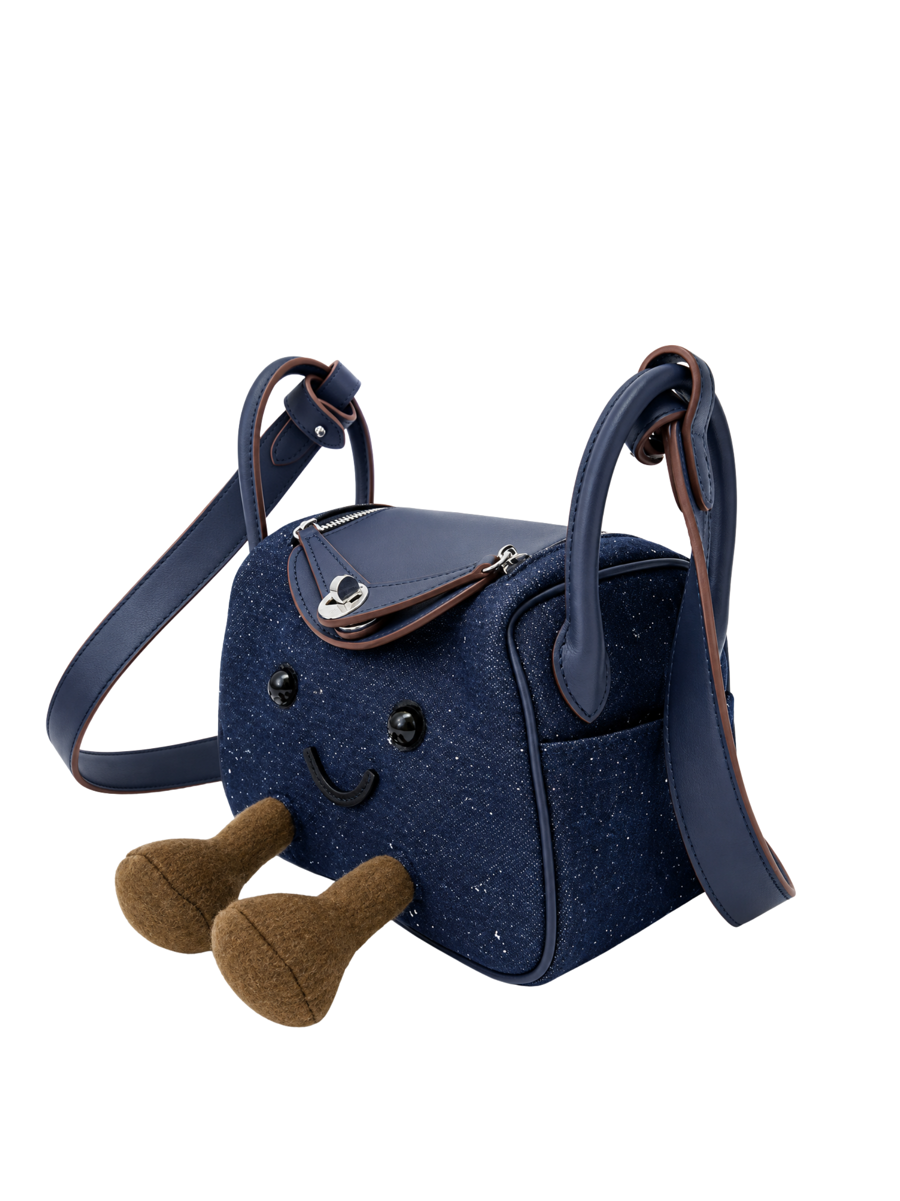 Jellykin 25 Denim Leather Trim Supple Bag in Blueberry — Side View