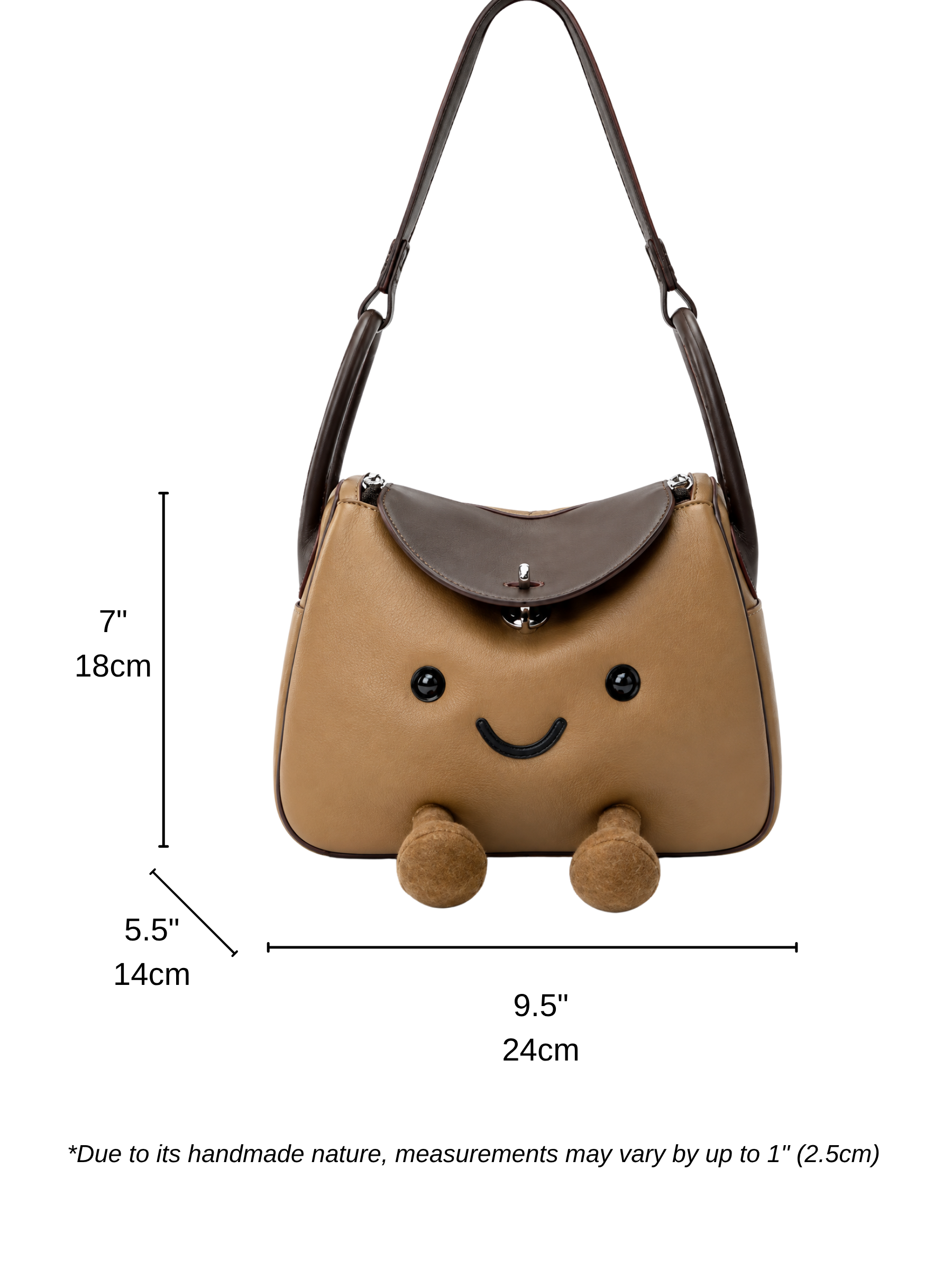 Jellykin 25 Lamb Leather Supple Bag in Cookie — Size Reference
