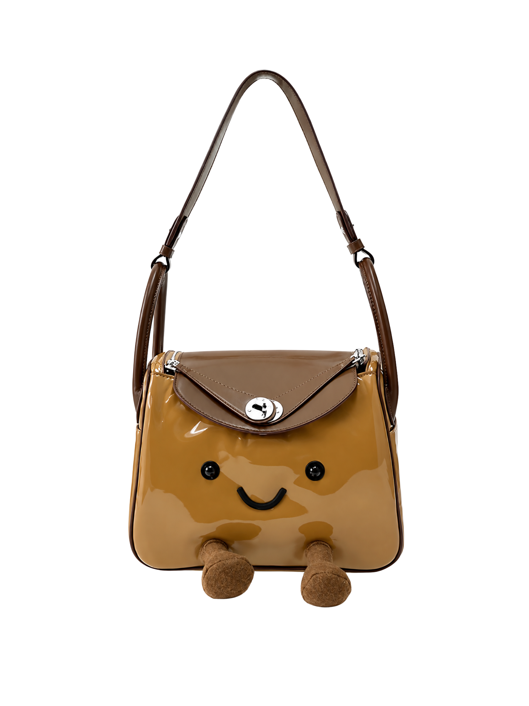 Jellykin 25 Patent Leather Supple Bag in Cookie — Front View