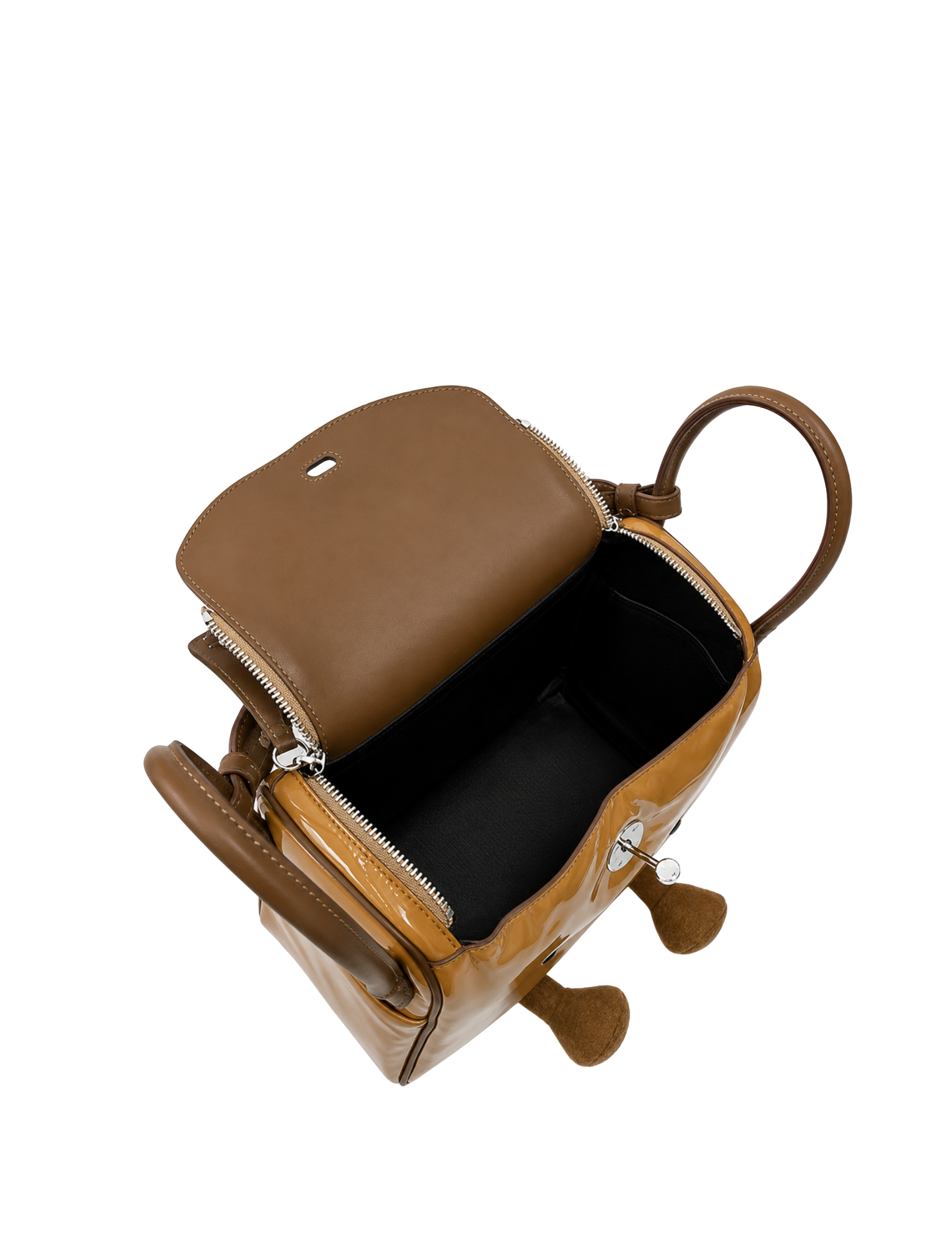Jellykin 25 Patent Leather Supple Bag in Cookie — Interior View