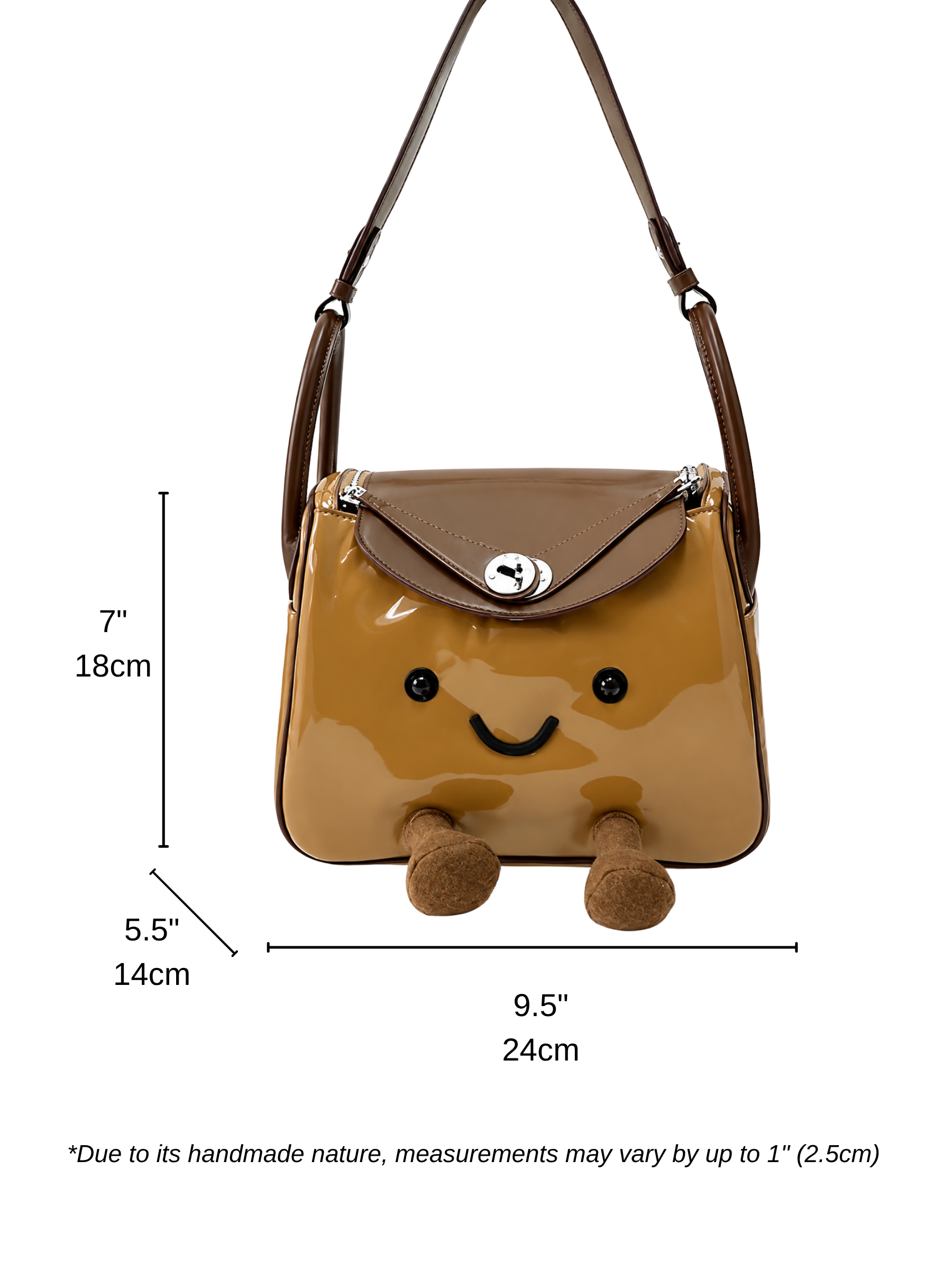 Jellykin 25 Patent Leather Supple Bag in Cookie — Size Reference