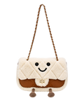 Jellykin 24 Teddy Faux Fur Calf Leather-Trim Flap Bag in Mocha — Front