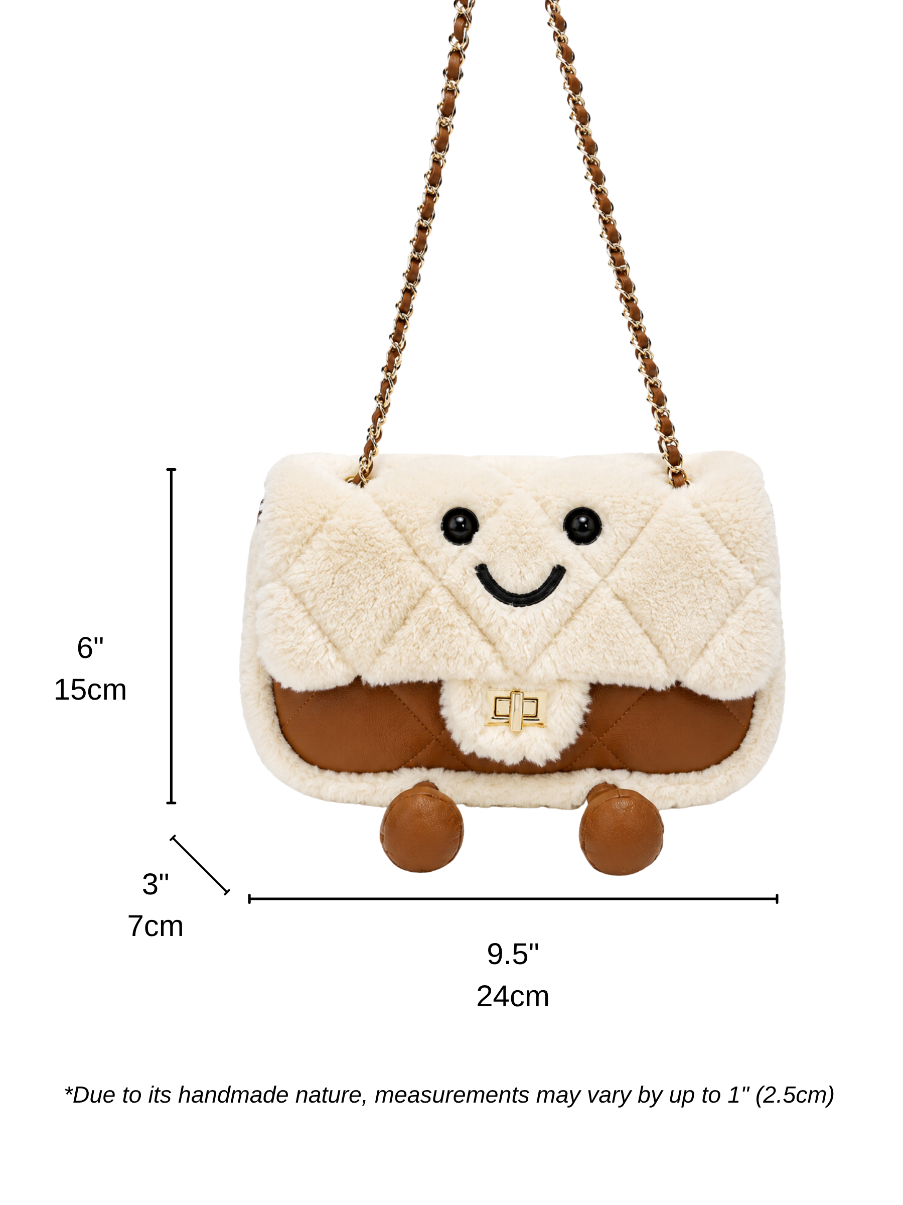 Jellykin 24 Teddy Faux Fur Calf Leather-Trim Flap Bag in Mocha — Size