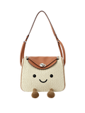 Jellykin 25 Woven Raffia Leather Trim Supple Bag in Tahini — Front View