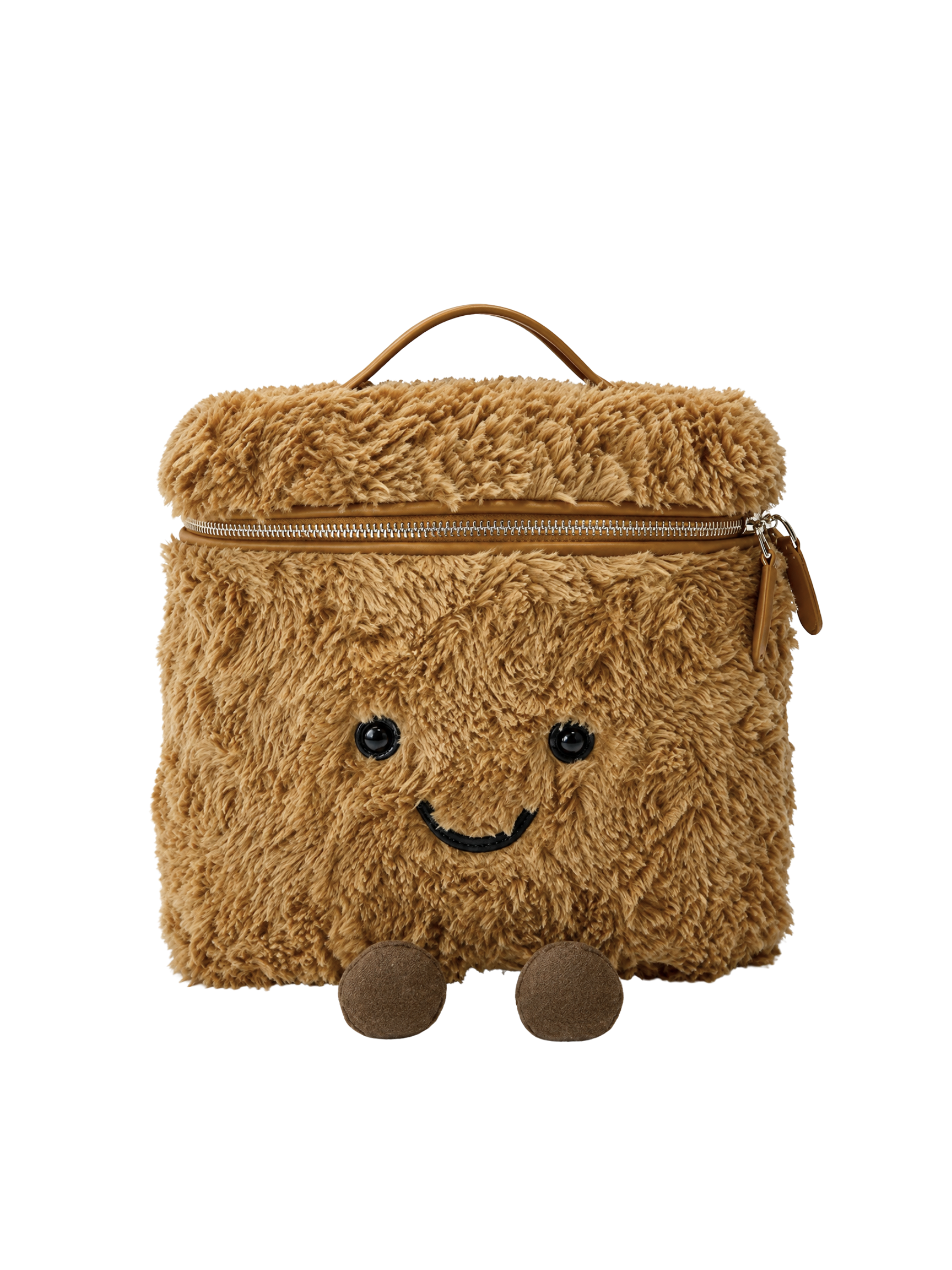Jellykin 25 Bartholomew Bear Faux Fur Calf Leather-Trim Vanity Bag in Cookie — Front