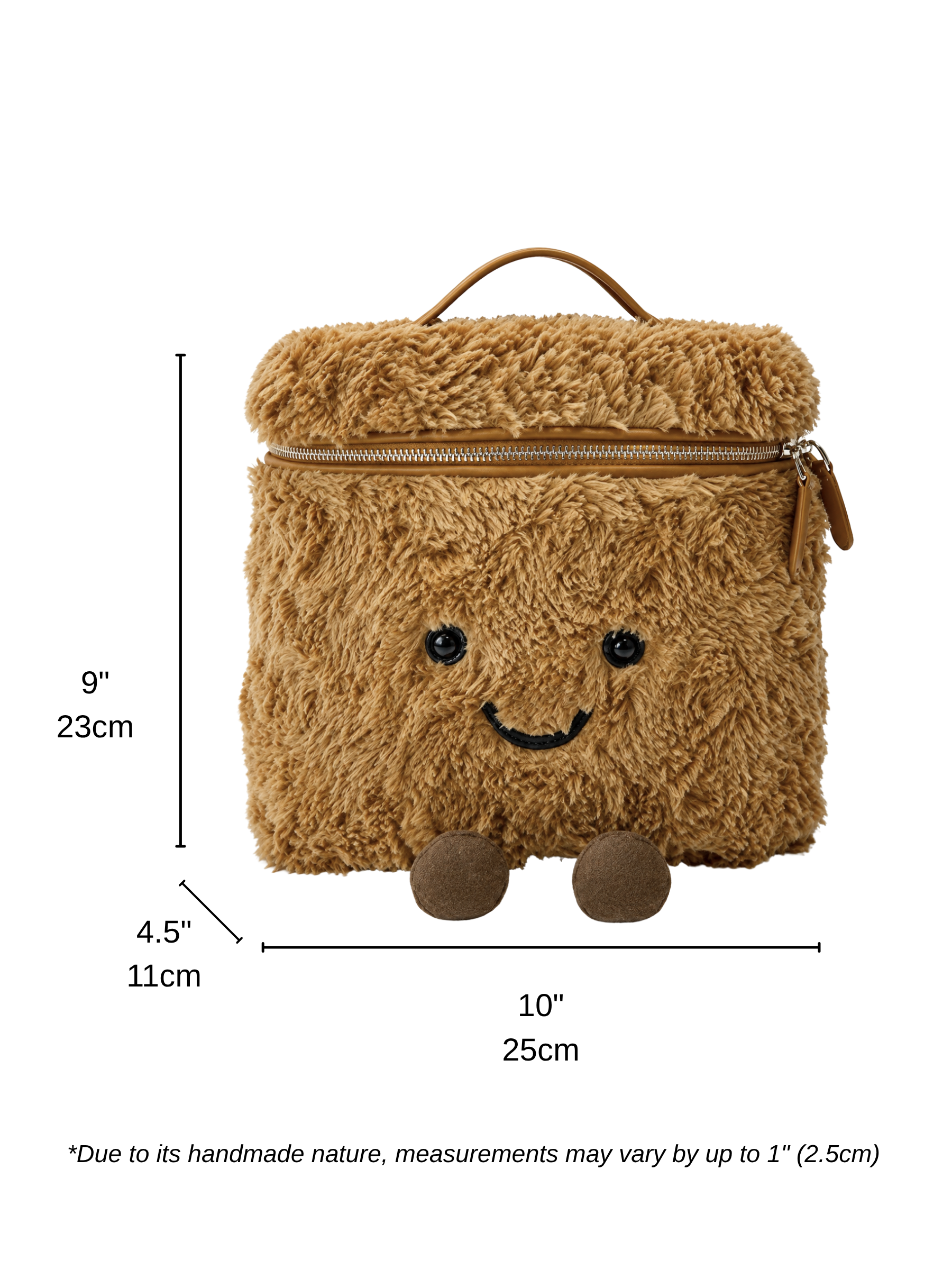 Jellykin 25 Bartholomew Bear Faux Fur Calf Leather-Trim Vanity Bag in Cookie — Size