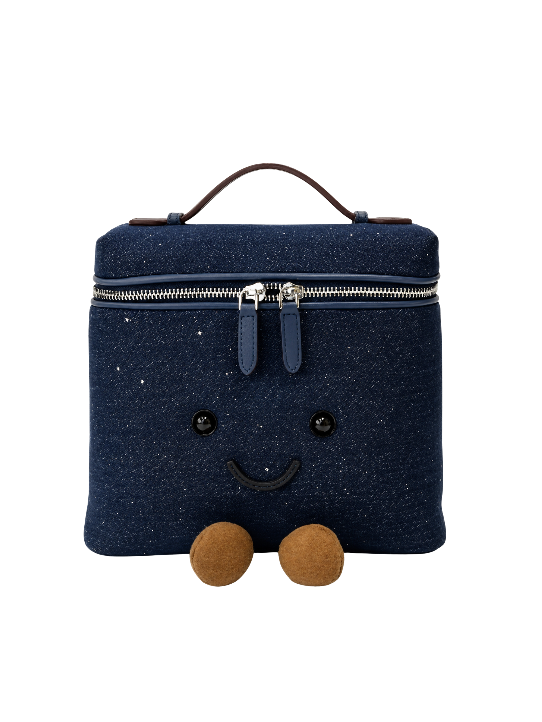Jellykin 25 Denim Calf Leather-Trim Vanity Bag in Blueberry — Front