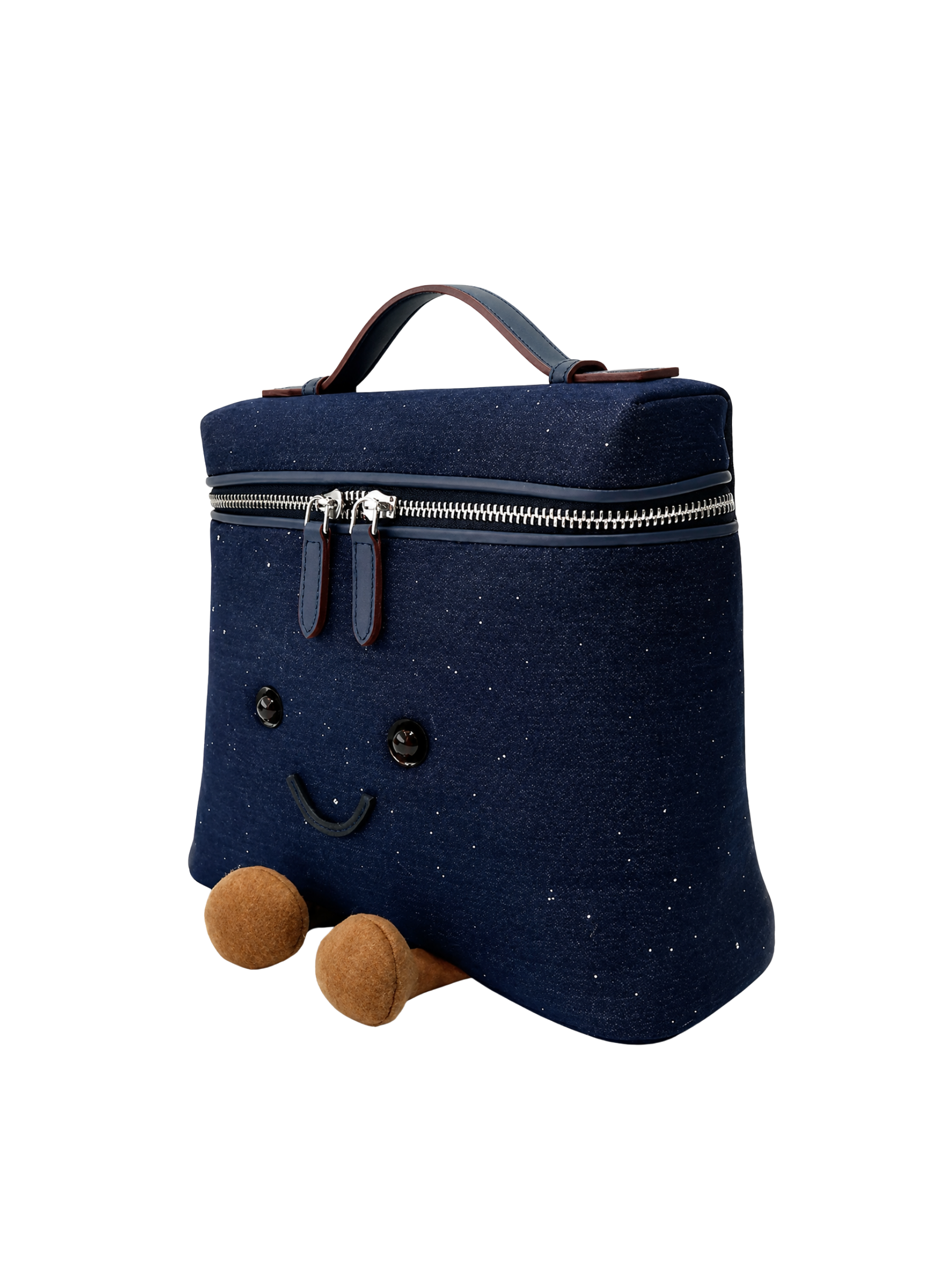 Jellykin 25 Denim Calf Leather-Trim Vanity Bag in Blueberry — Side
