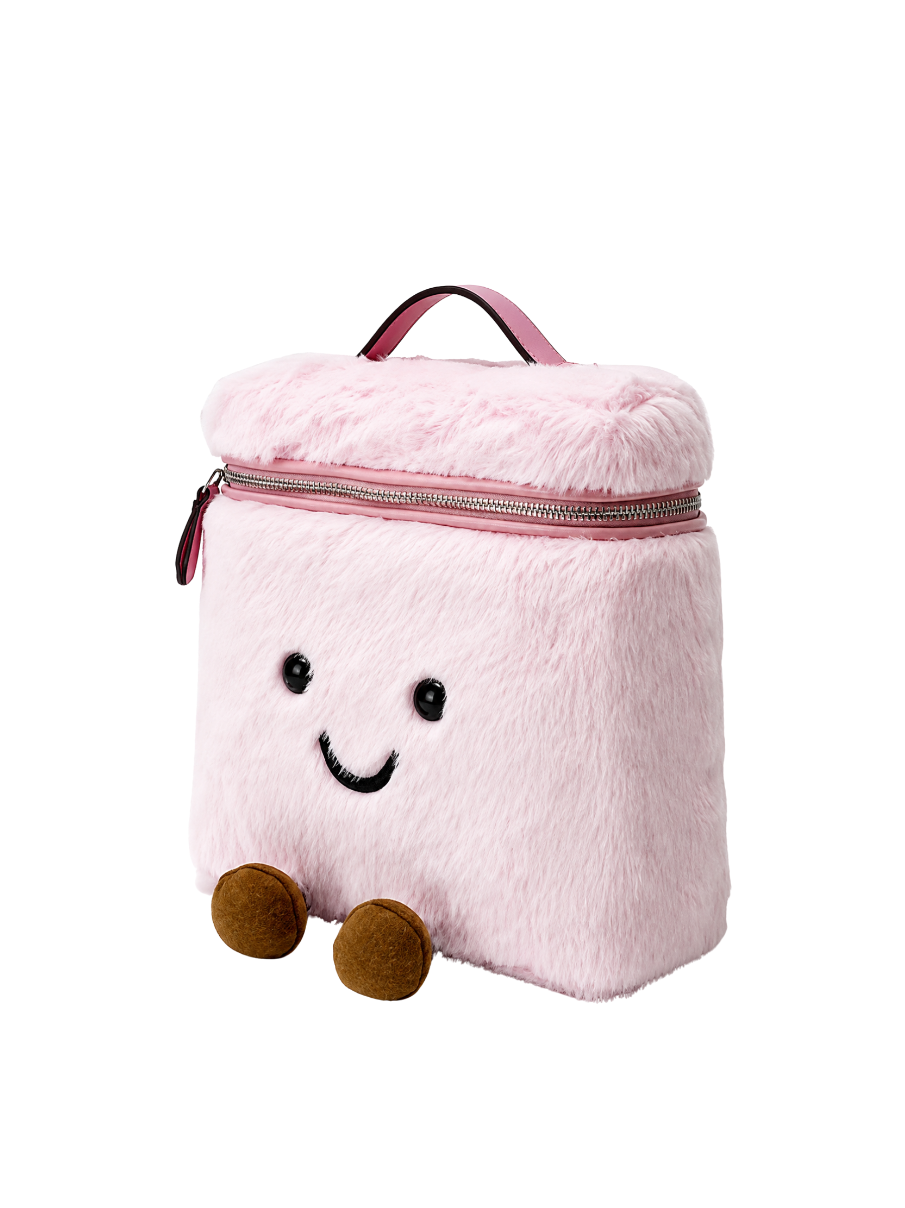 Jellykin 25 Faux Fur Calf Leather-Trim Vanity Bag in Candy — Side