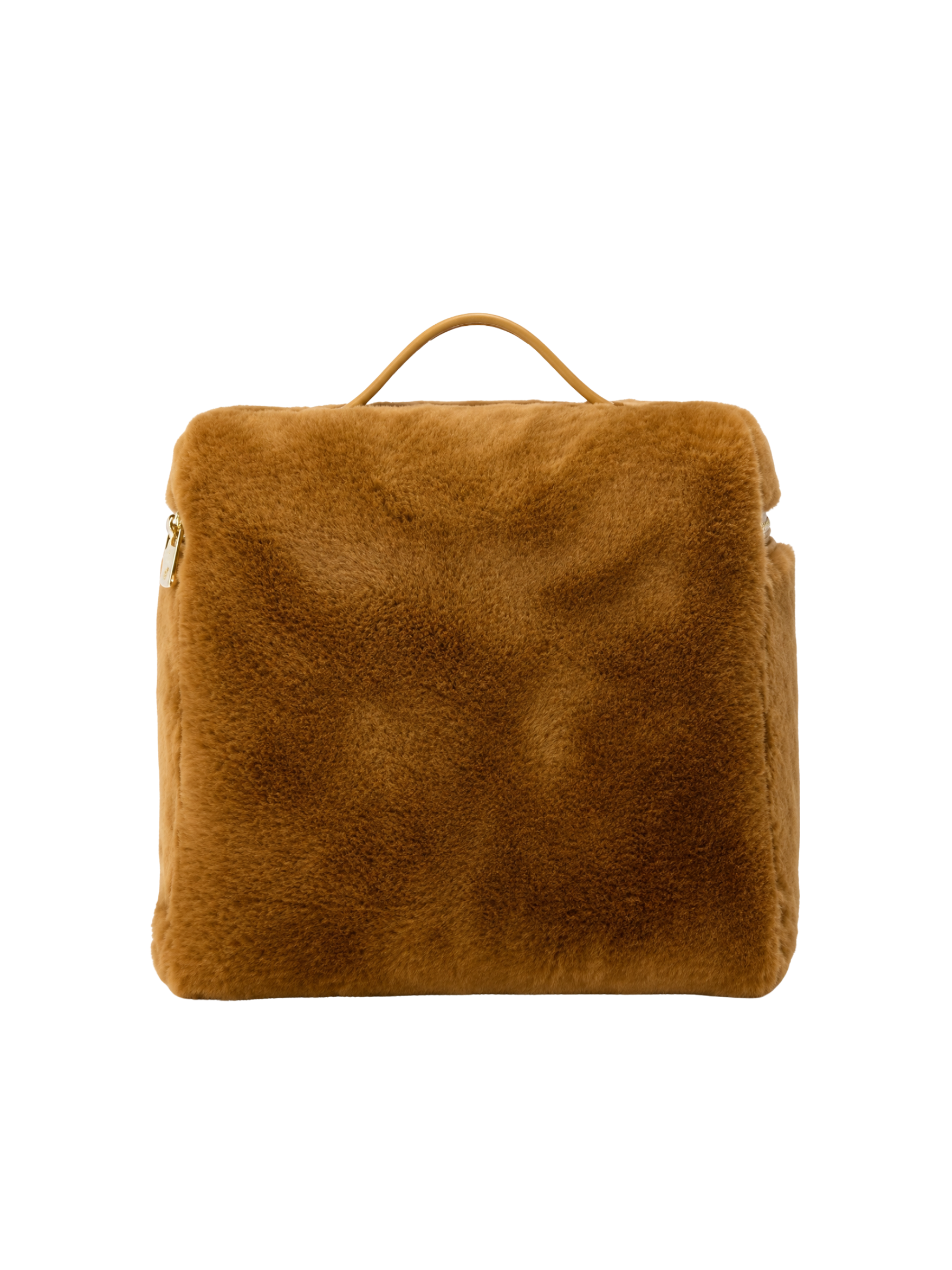 Jellykin 25 Faux Fur Calf Leather-Trim Vanity Bag in Mocha — Back