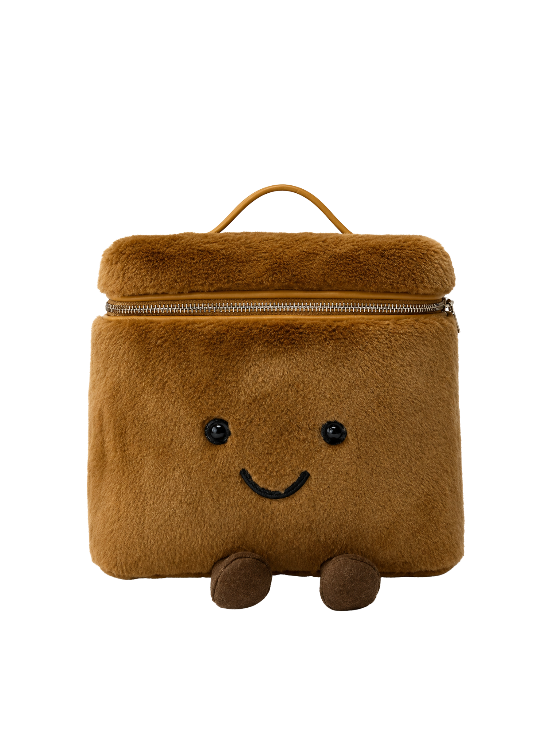 Jellykin 25 Faux Fur Calf Leather-Trim Vanity Bag in Mocha — Front