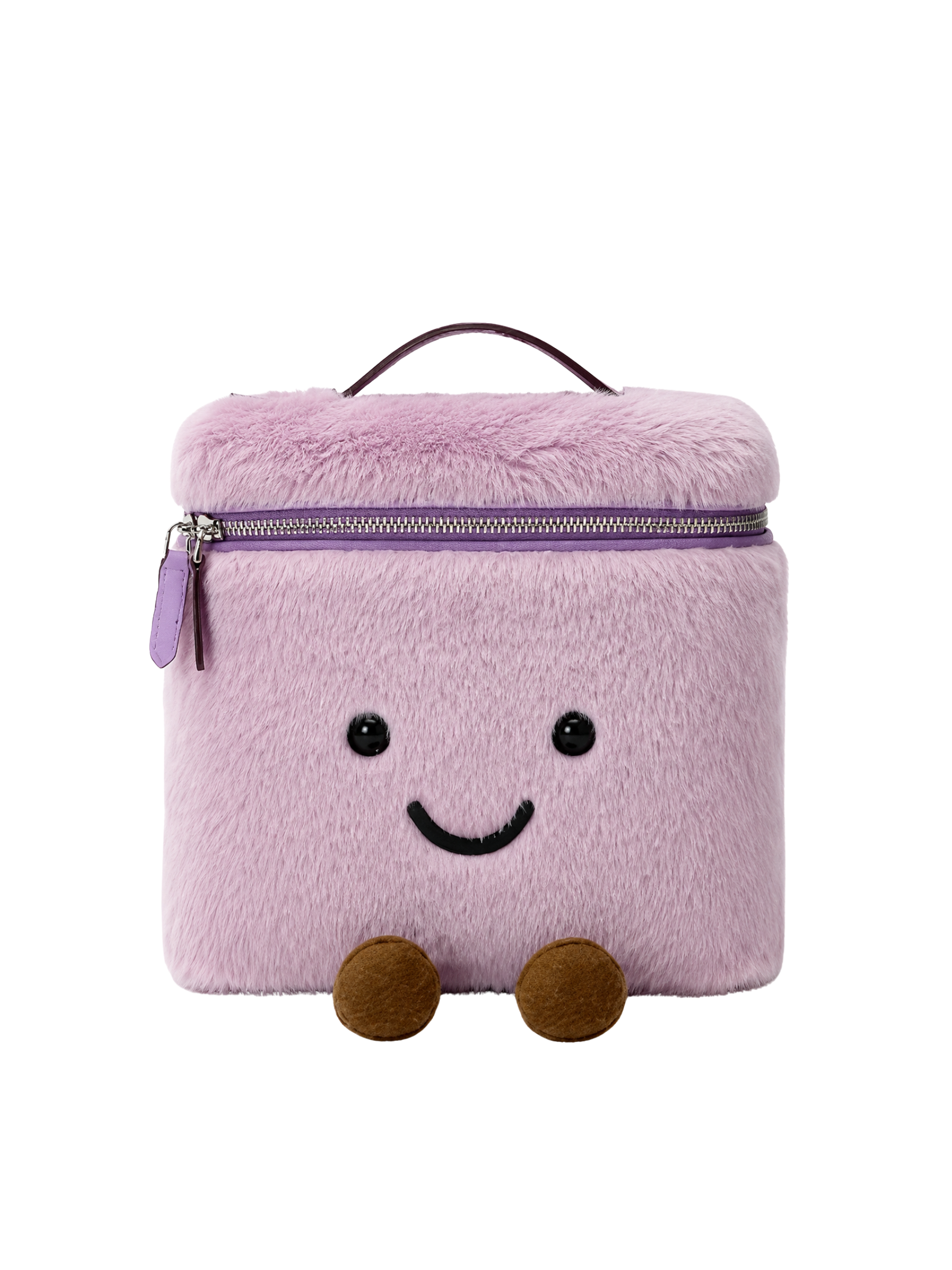 Jellykin 25 Faux Fur Calf Leather-Trim Vanity Bag in Ube — Front