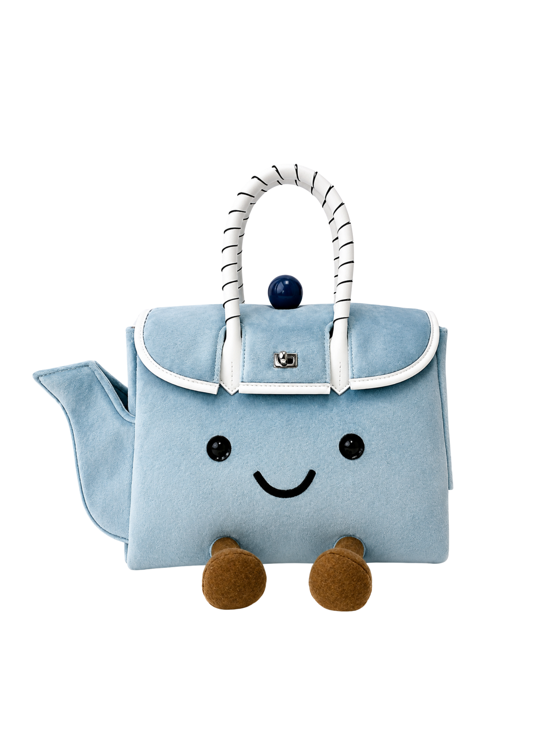 Jellykin 25 Blue Faux Fur Leather Bag - Front