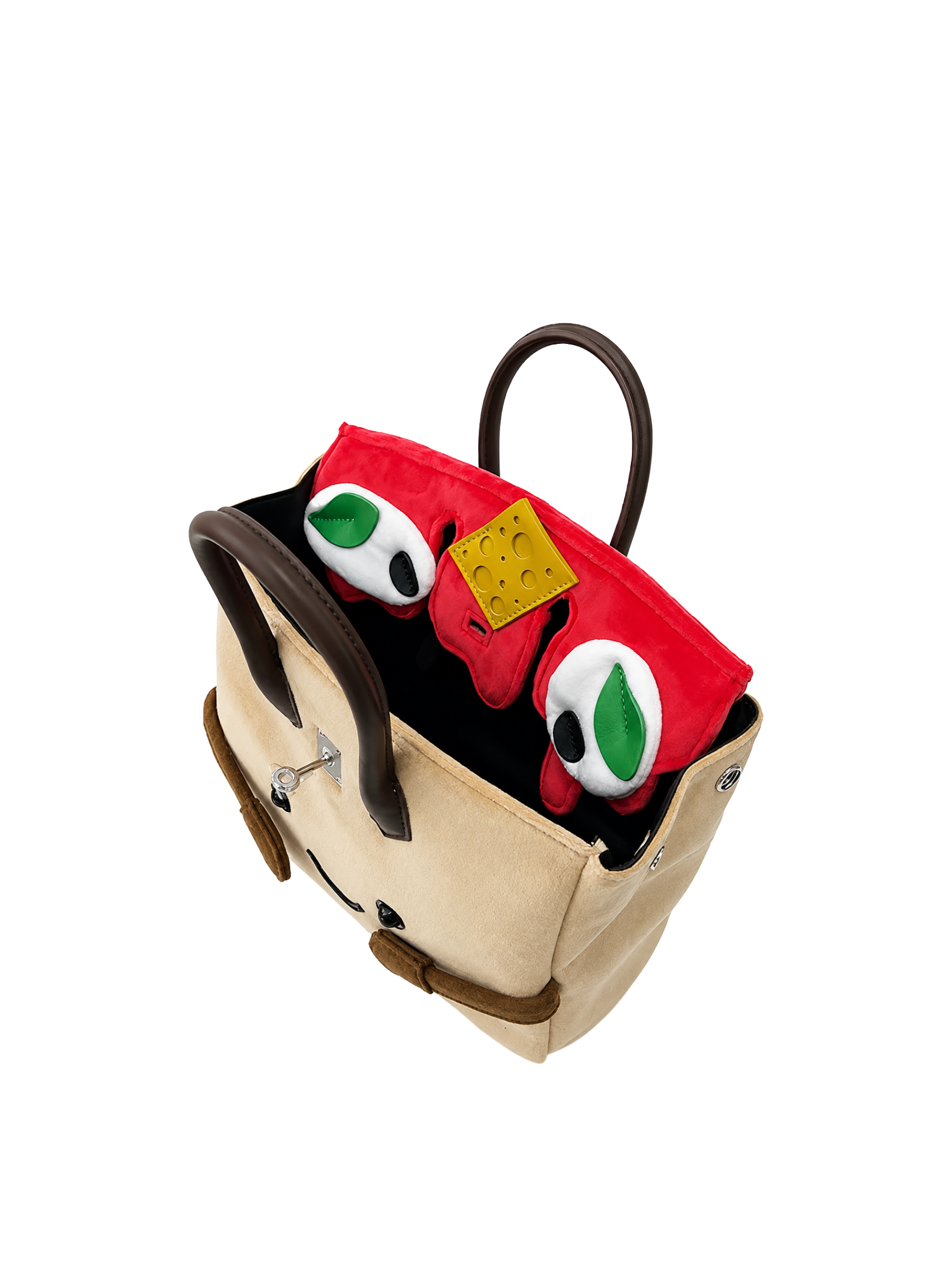 Jellykin 25 Red Faux Fur Leather Bag - Interior