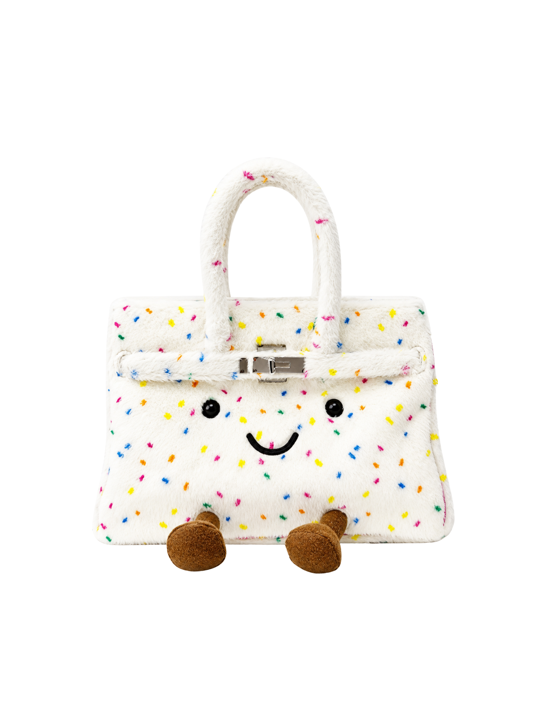 Jellykin 25 White Faux Fur Leather Bag - Front