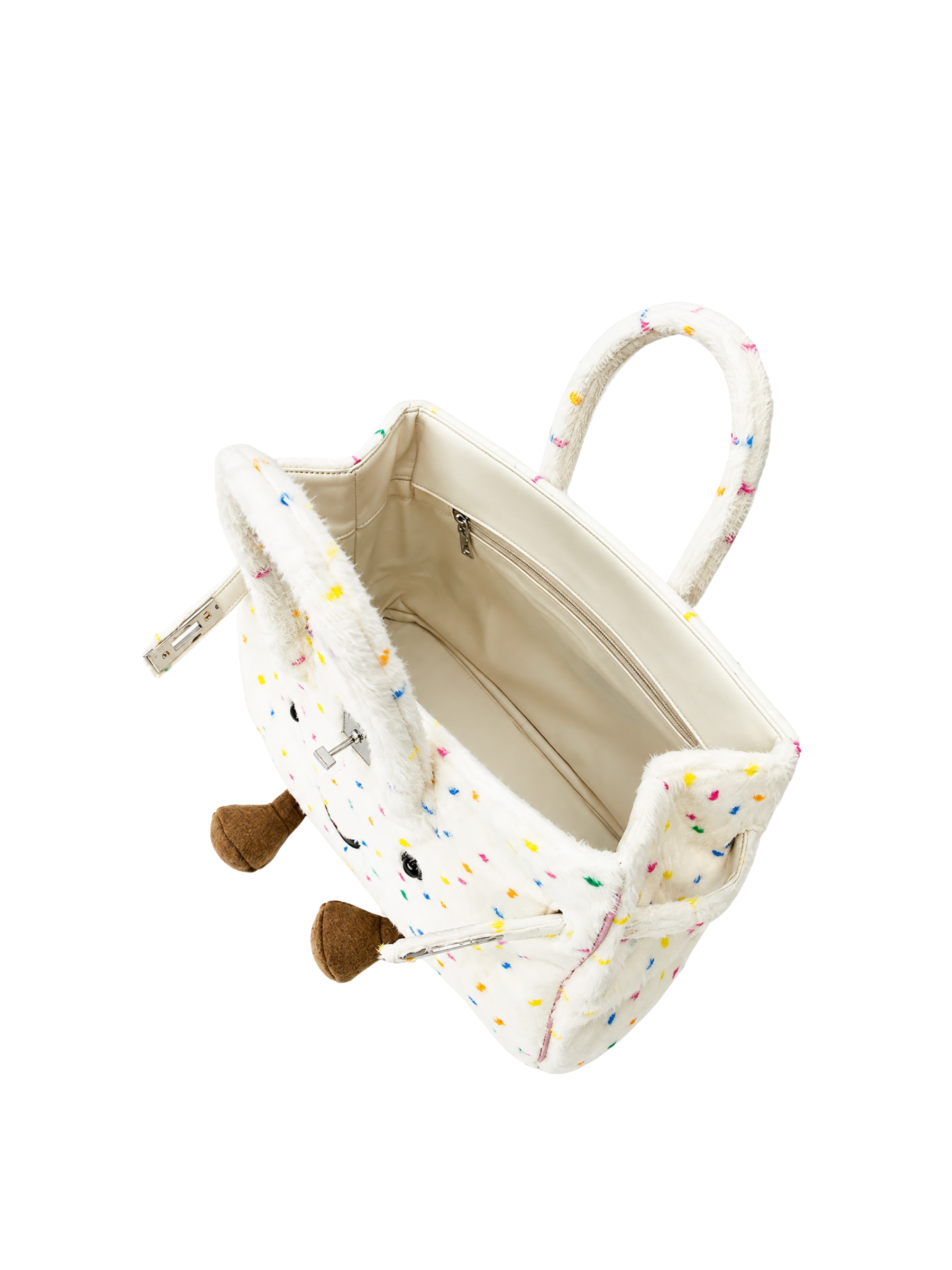 Jellykin 25 White Faux Fur Leather Bag - Interior