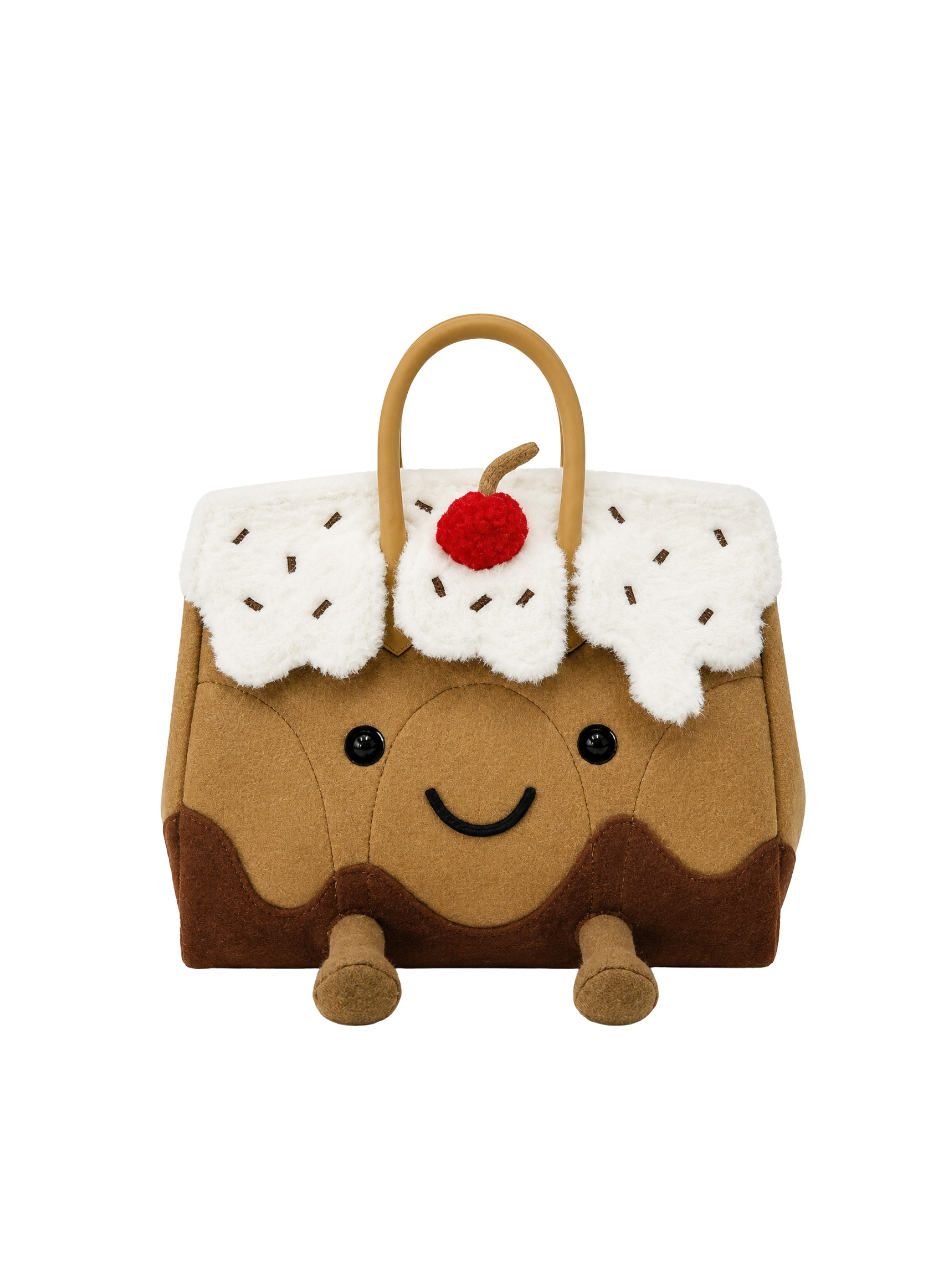 Jellykin 25 Felt Calf Leather-Trim Bag in Sundae — Front
