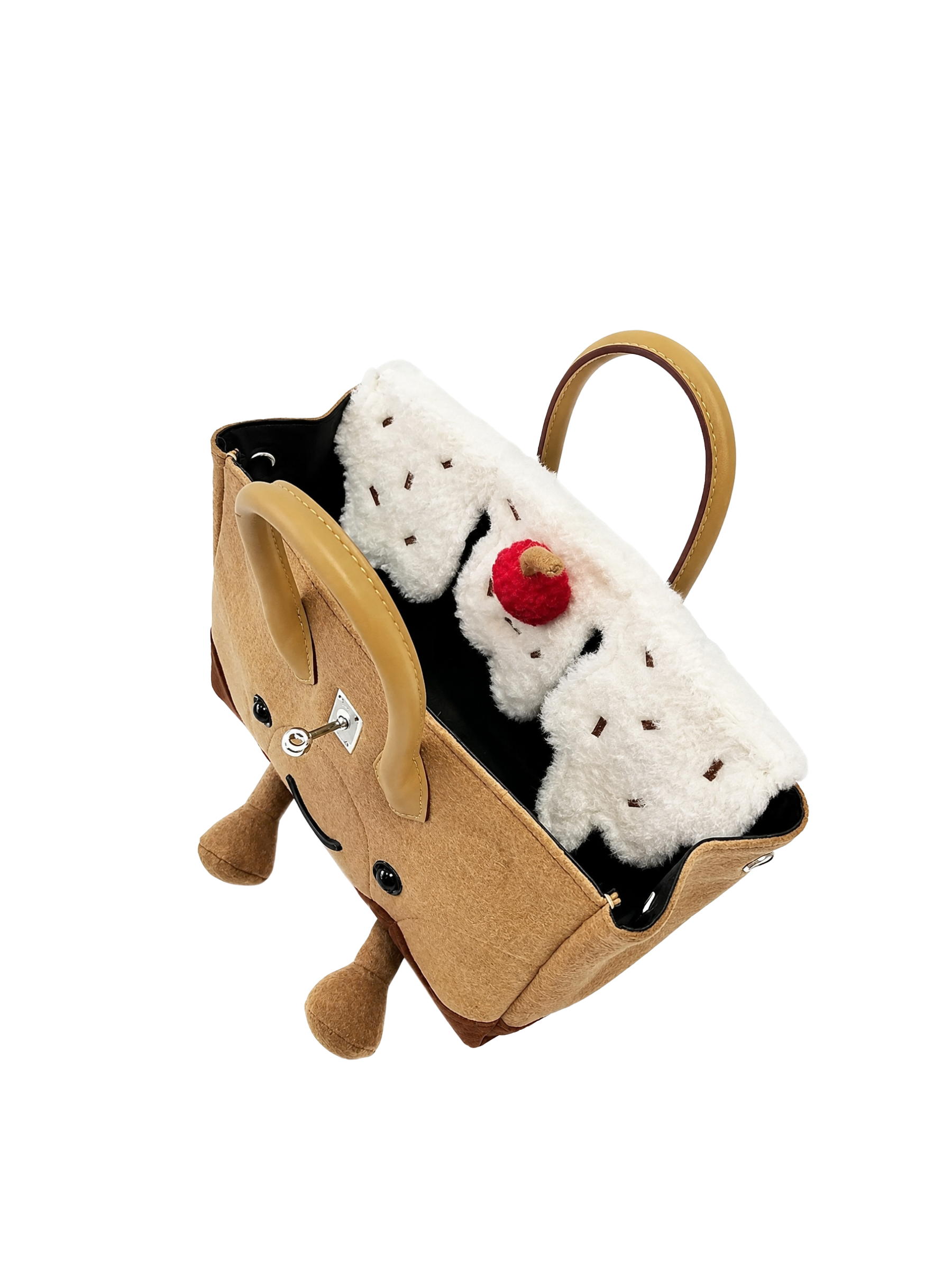 Jellykin 25 Felt Calf Leather-Trim Bag in Sundae — Inside
