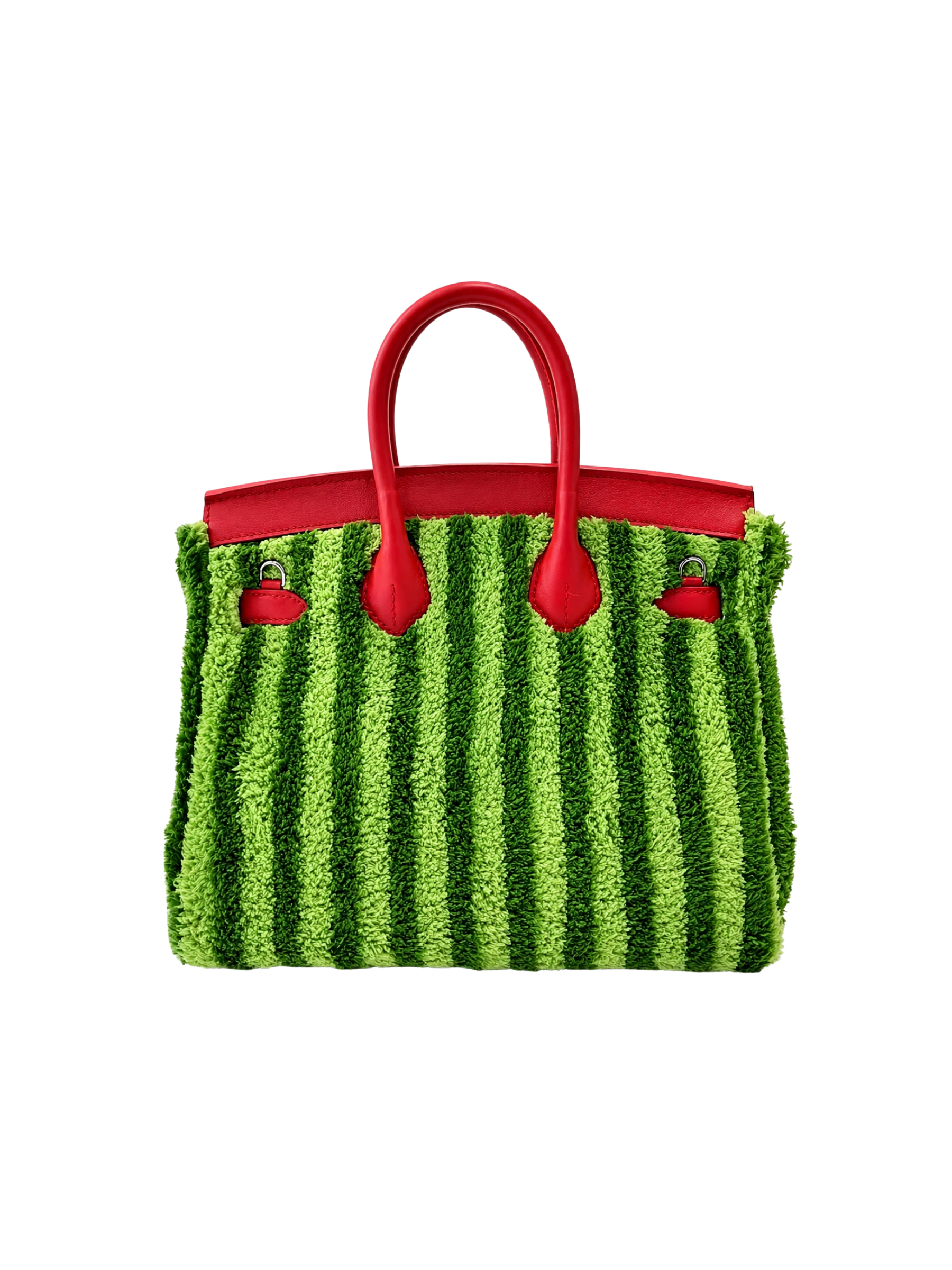 Jellykin 25 Faux Fur Calf Leather-Trim Bag in Watermelon — Back
