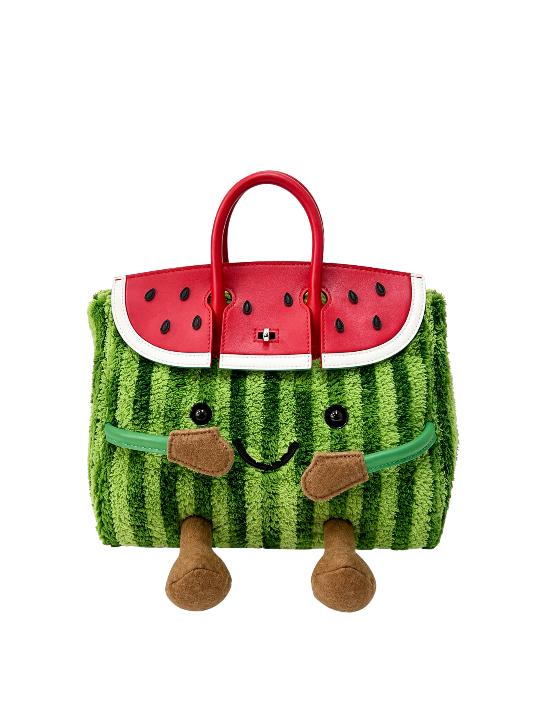 Jellykin 25 Faux Fur Calf Leather-Trim Bag in Watermelon — Front