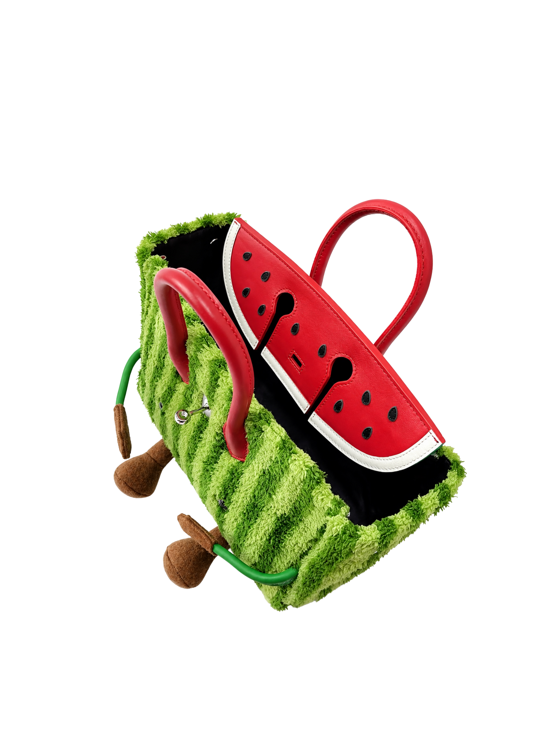 Jellykin 25 Faux Fur Calf Leather-Trim Bag in Watermelon — Inside