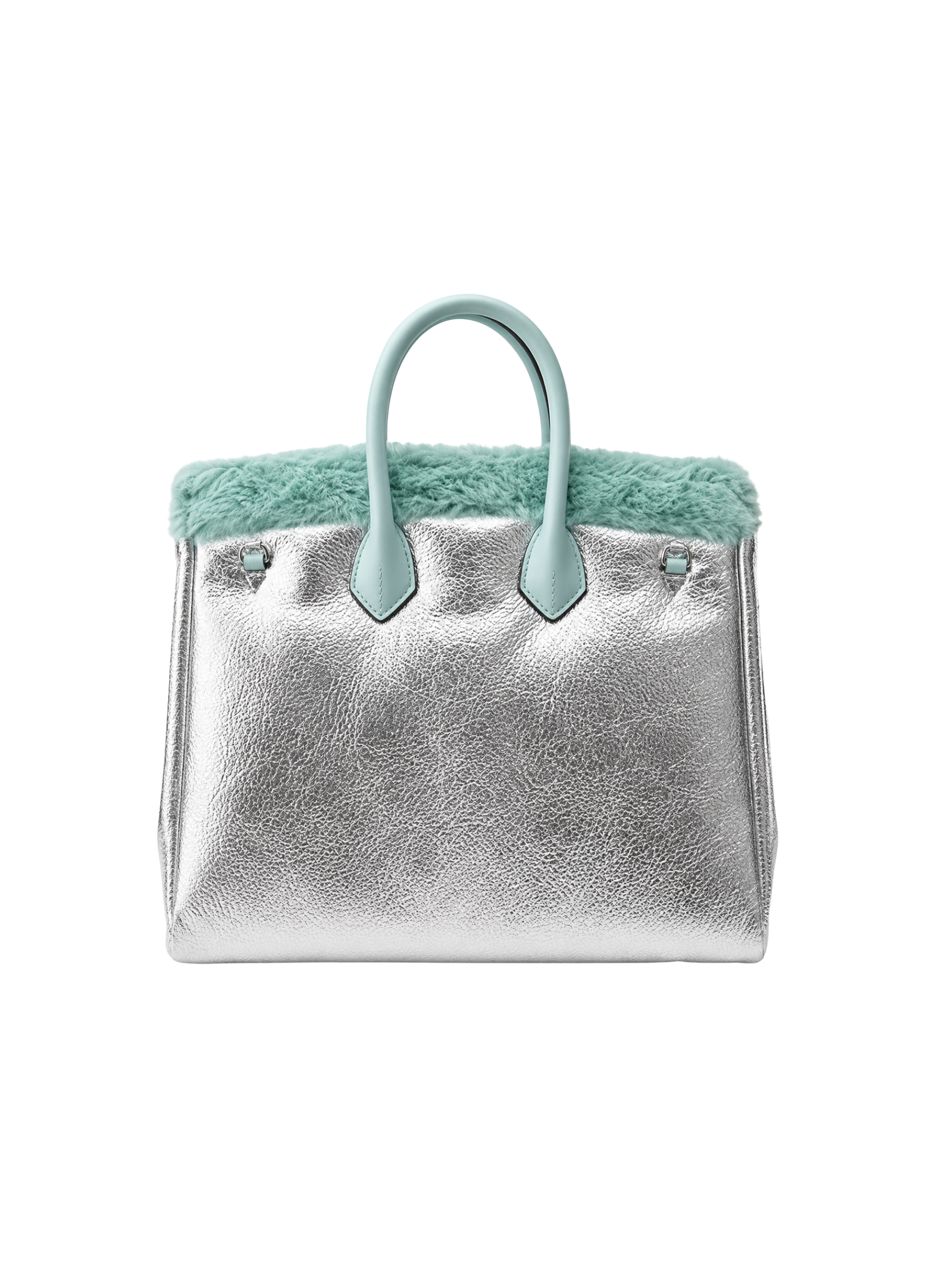 Jellykin 25 Green Metallic Faux Fur Leather Bag - Back