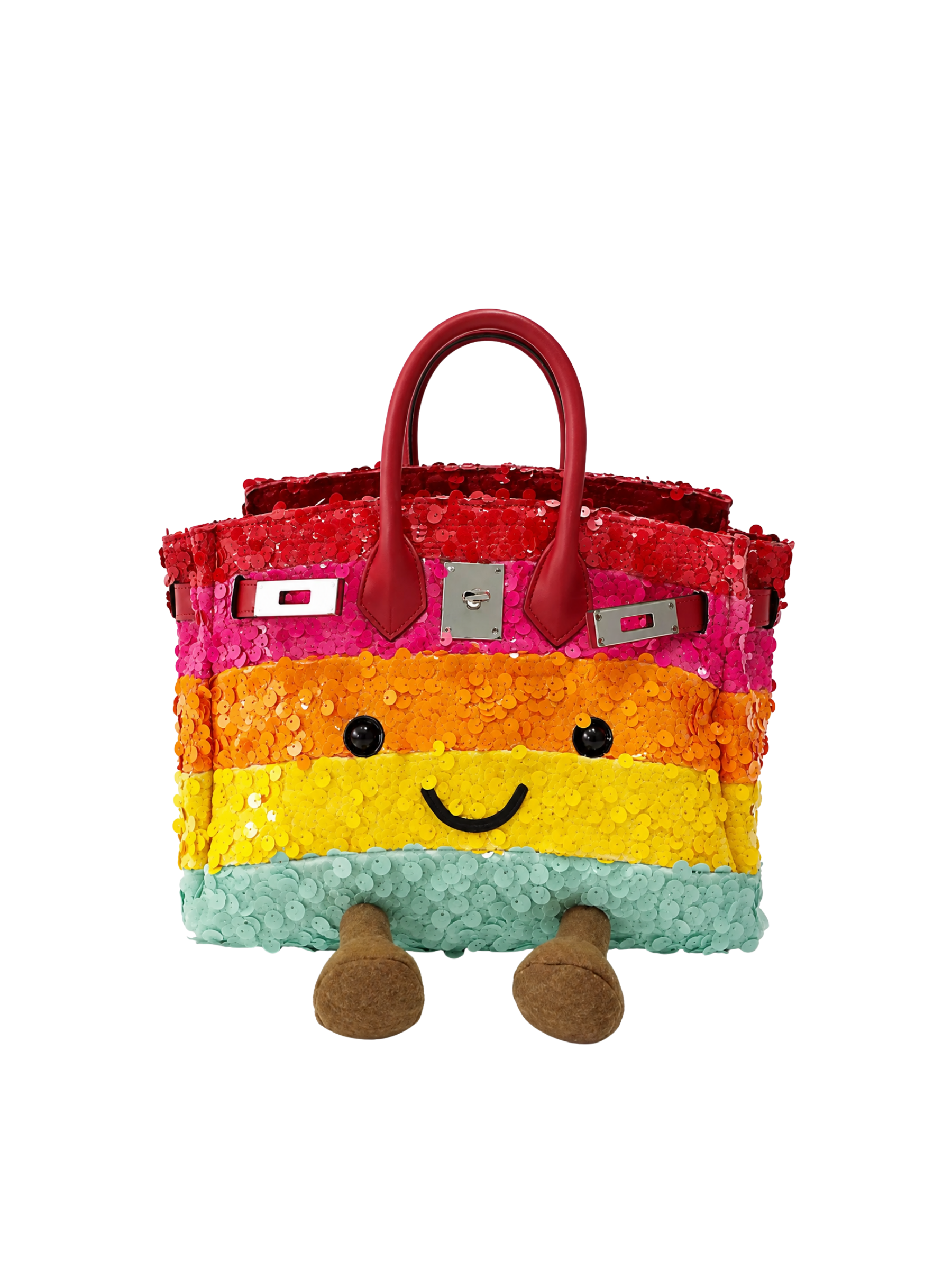 Jellykin 30 Sequin Calf Leather-Trim Bag in Rainbow — Detail