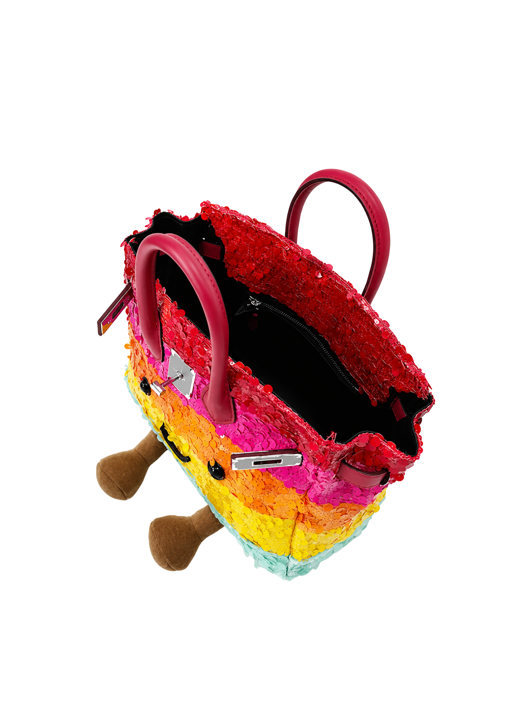 Jellykin 30 Sequin Calf Leather-Trim Bag in Rainbow — Detail