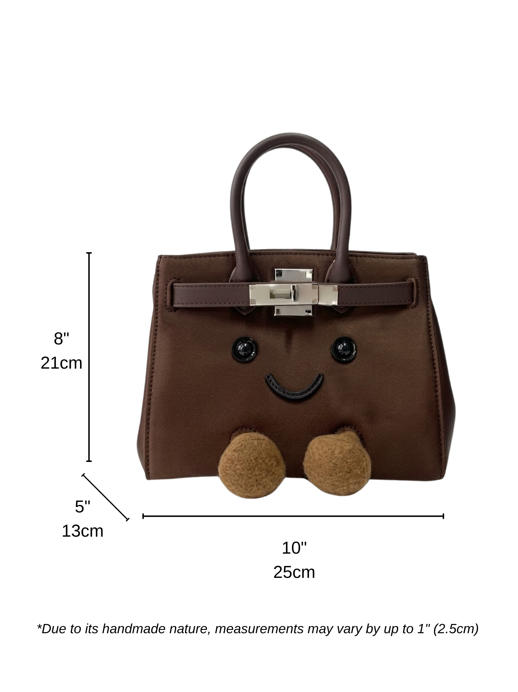 Jellykin 25 Brown Silk Leather Bag - Size Chart