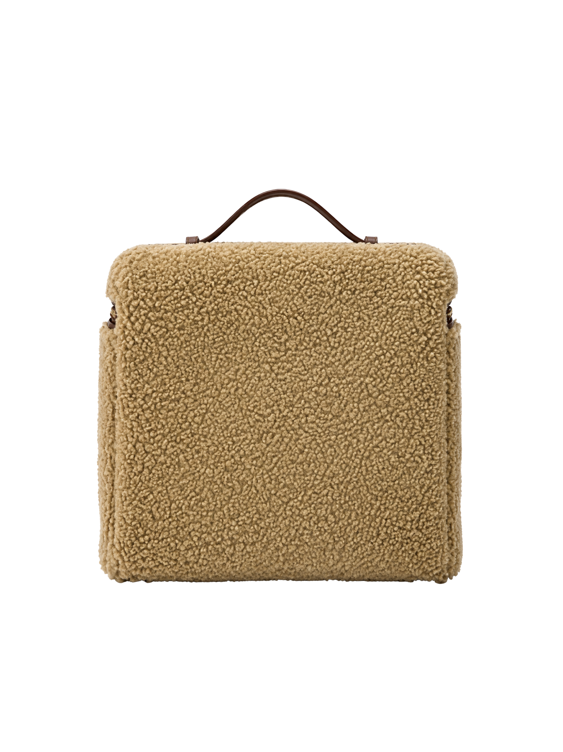 Jellykin 25 Teddy Faux Fur Calf Leather-Trim Vanity Bag in Cookie — Back