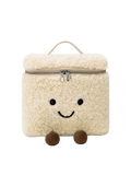Jellykin 25 Teddy Faux Fur Calf Leather-Trim Vanity Bag in Cream — Front