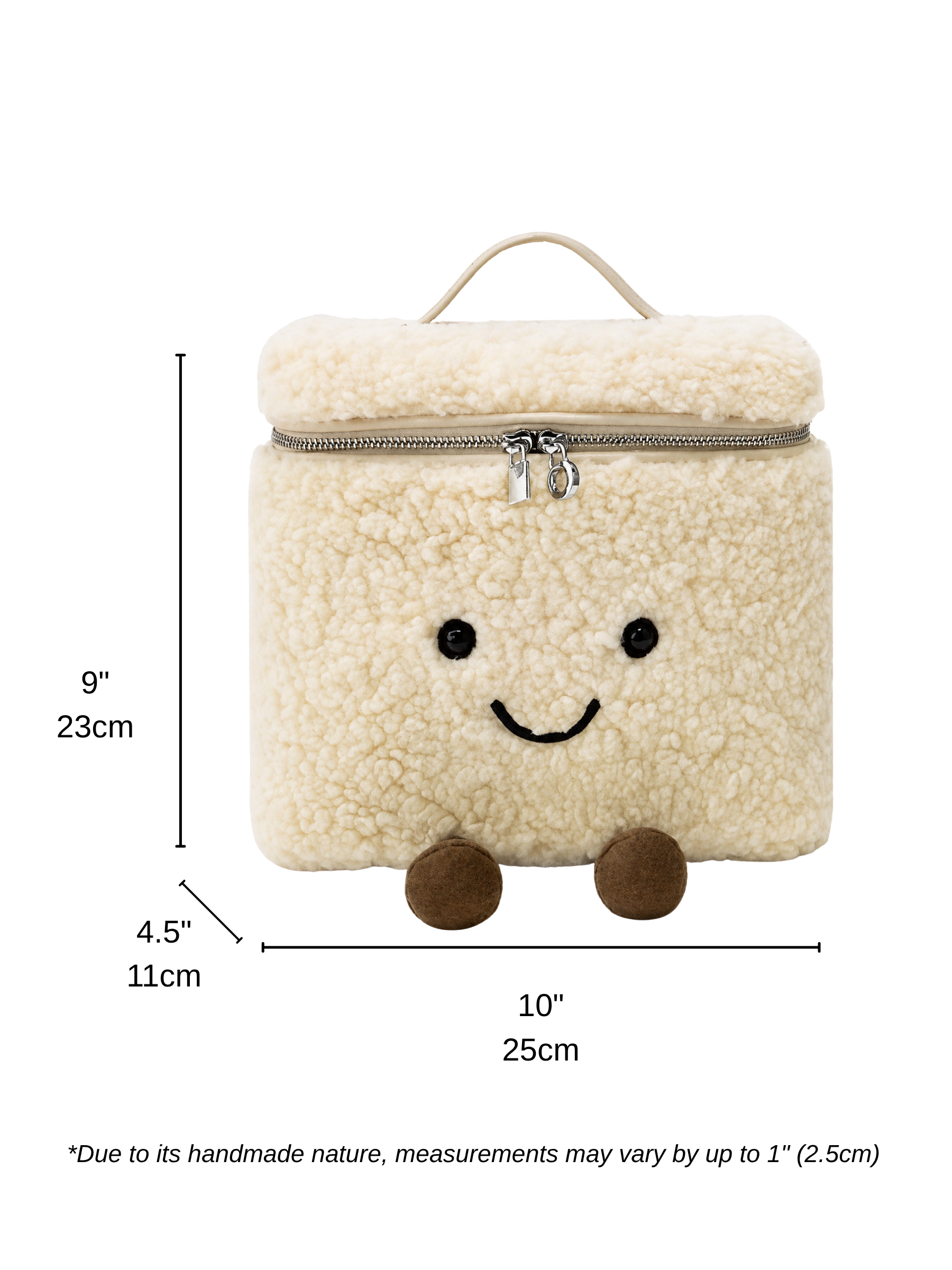 Jellykin 25 Teddy Faux Fur Calf Leather-Trim Vanity Bag in Cookie — Size