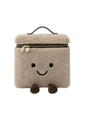 Jellykin 25 Teddy Faux Fur Calf Leather-Trim Vanity Bag in Tahini — Front