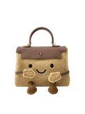 Jellykin 25 Teddy Faux Fur Calf Leather-Trim Top Handle Bag in Cookie — Front