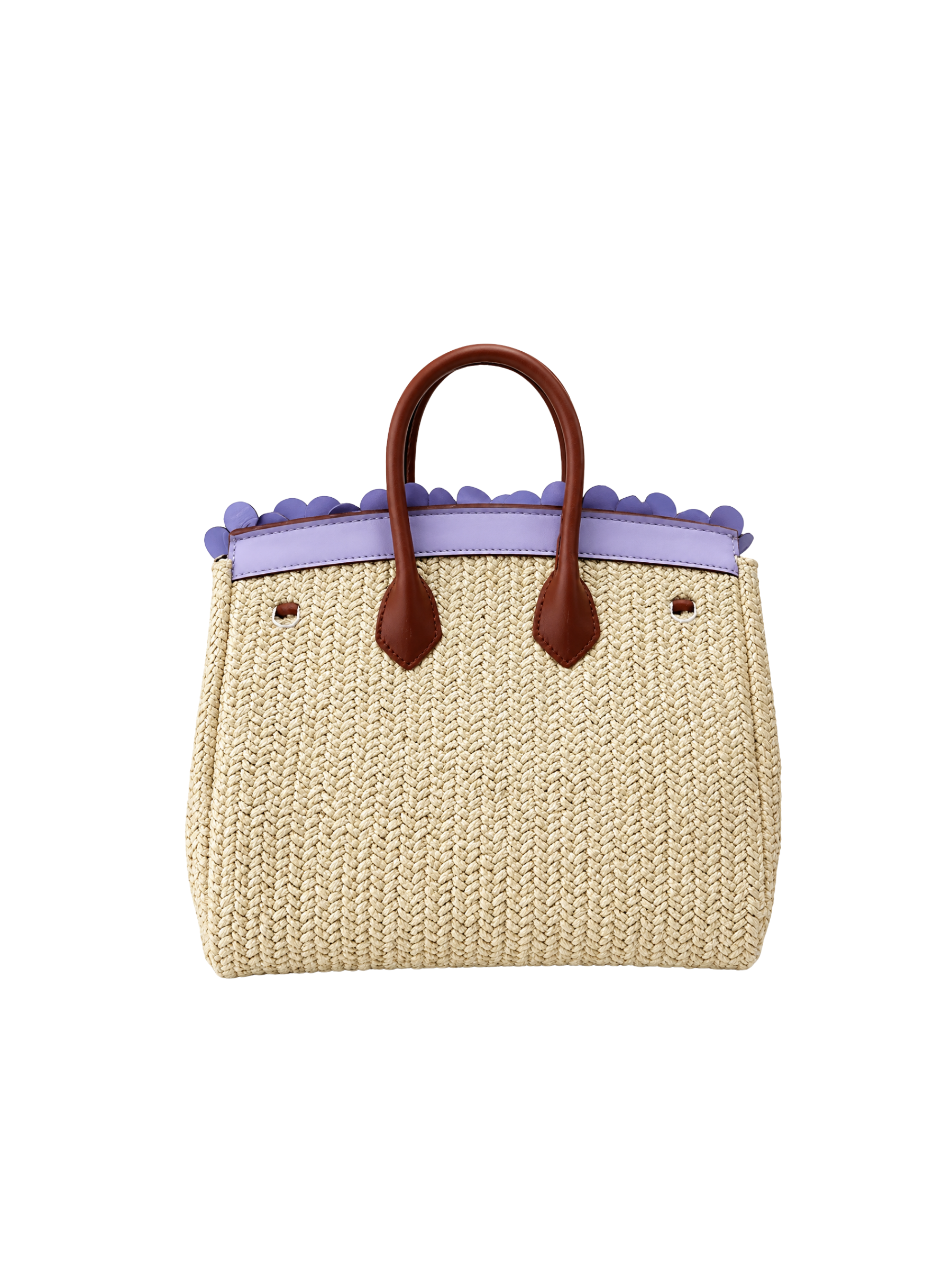 Jellykin 25 Woven Raffia Calf Leather-Trim Bag in Garden — Back