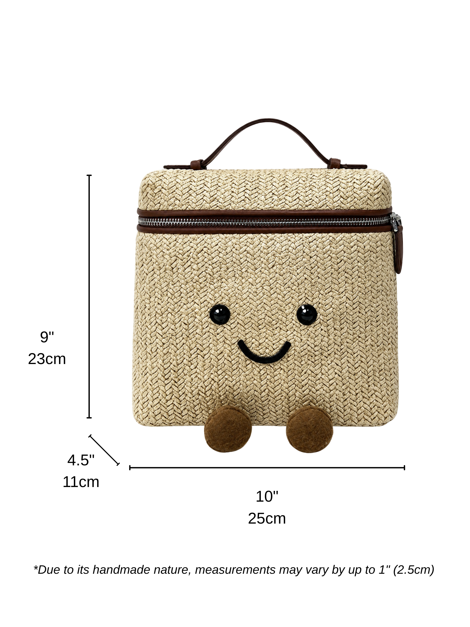 Jellykin 25 Woven Raffia Calf Leather-Trim Vanity Bag in Tahini — Size