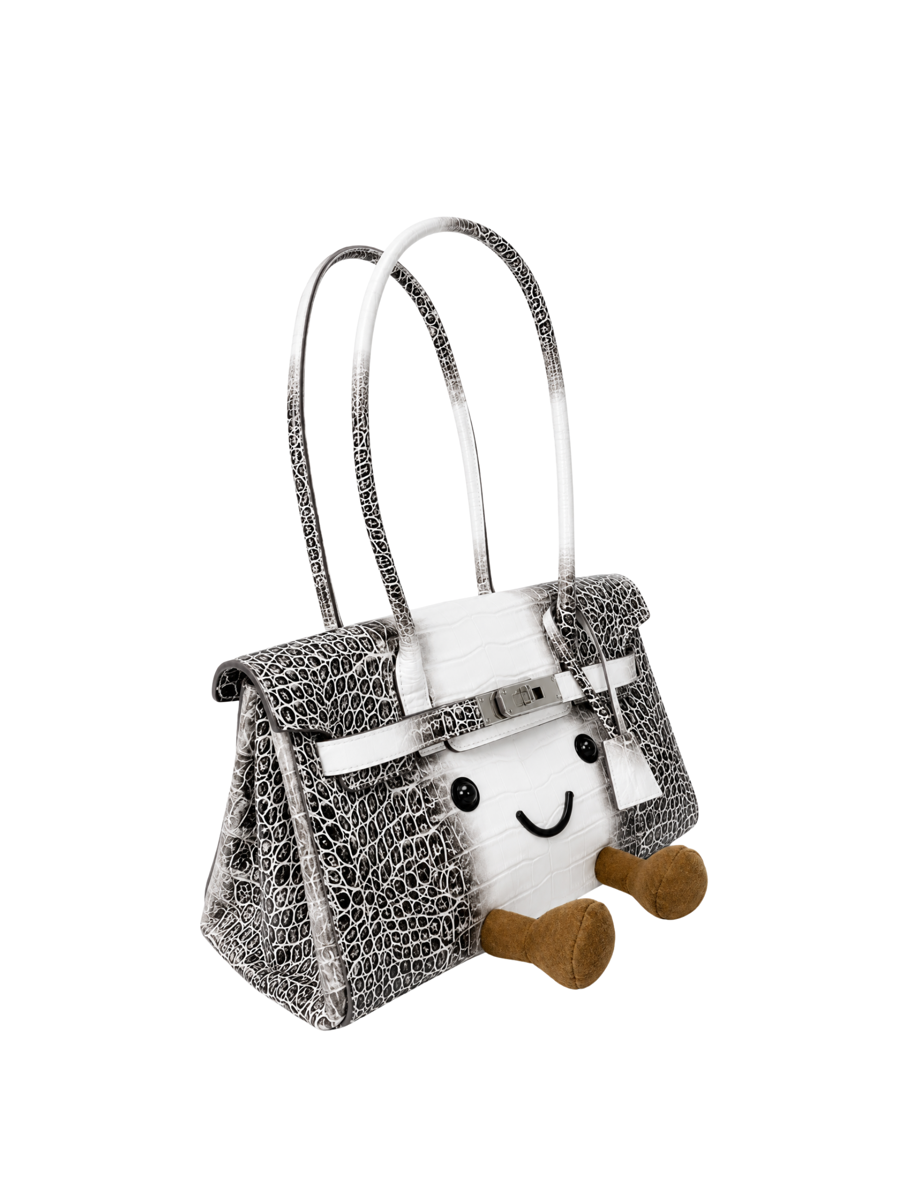 Jellykin 28 Croc Calf Leather Shoulder Bag in Himalaya, side view