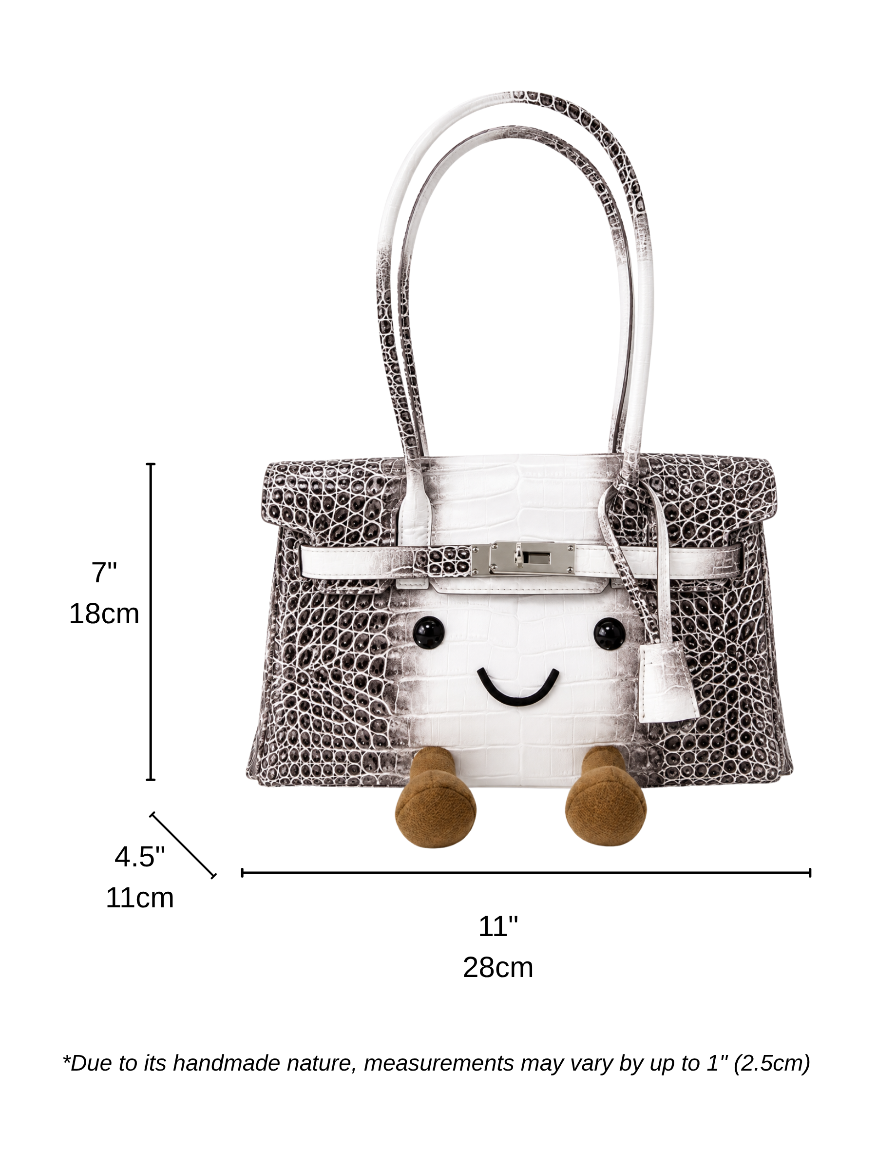 Jellykin 28 Croc Calf Leather Shoulder Bag measurement guide