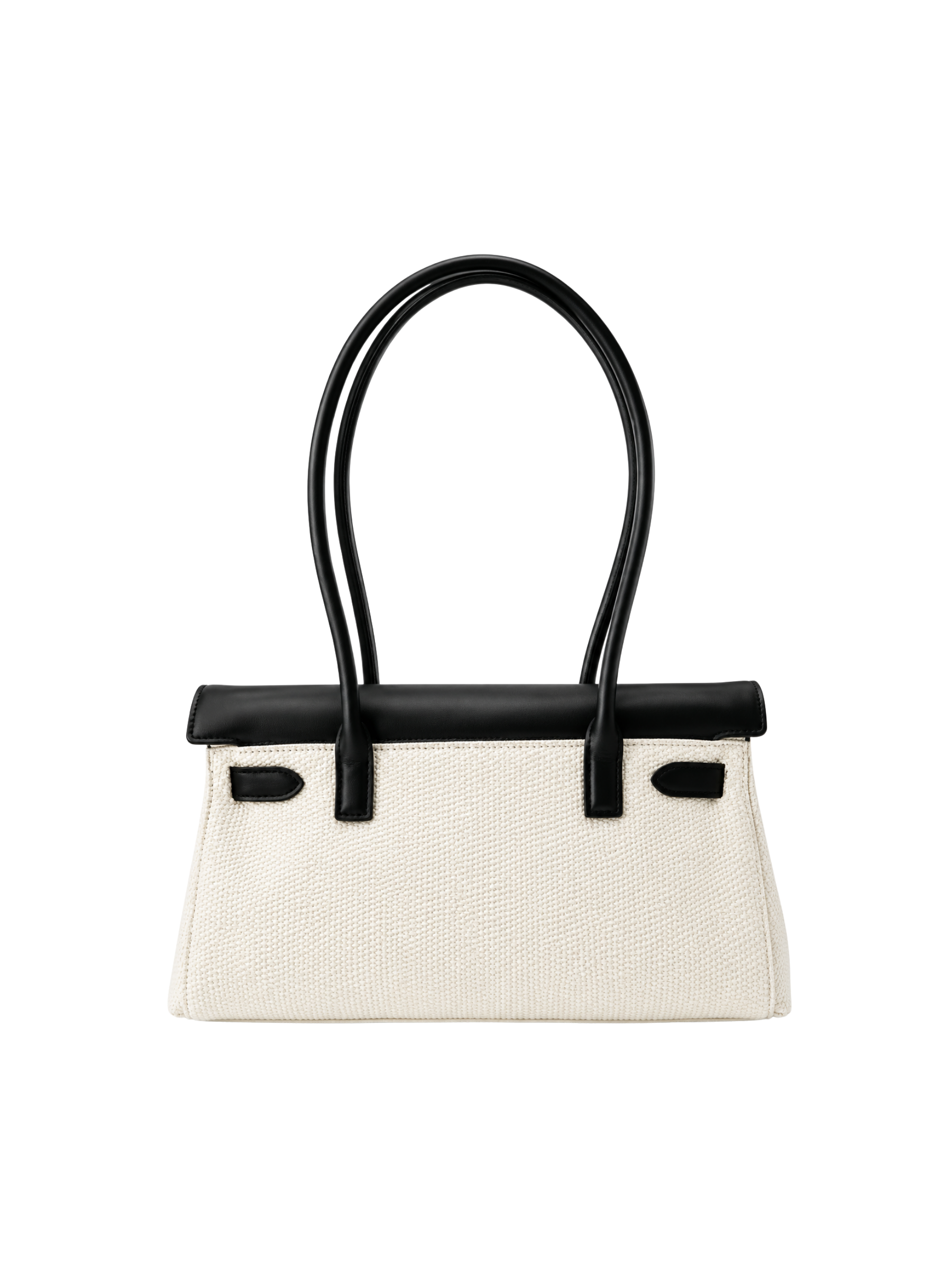 Jellykin 28 Denim Calf Leather-Trim Shoulder Bag in Cream, back view