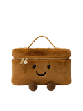 Jellykin 28 Faux Fur Calf Leather-Trim Slim Vanity Bag in Mocha — Front