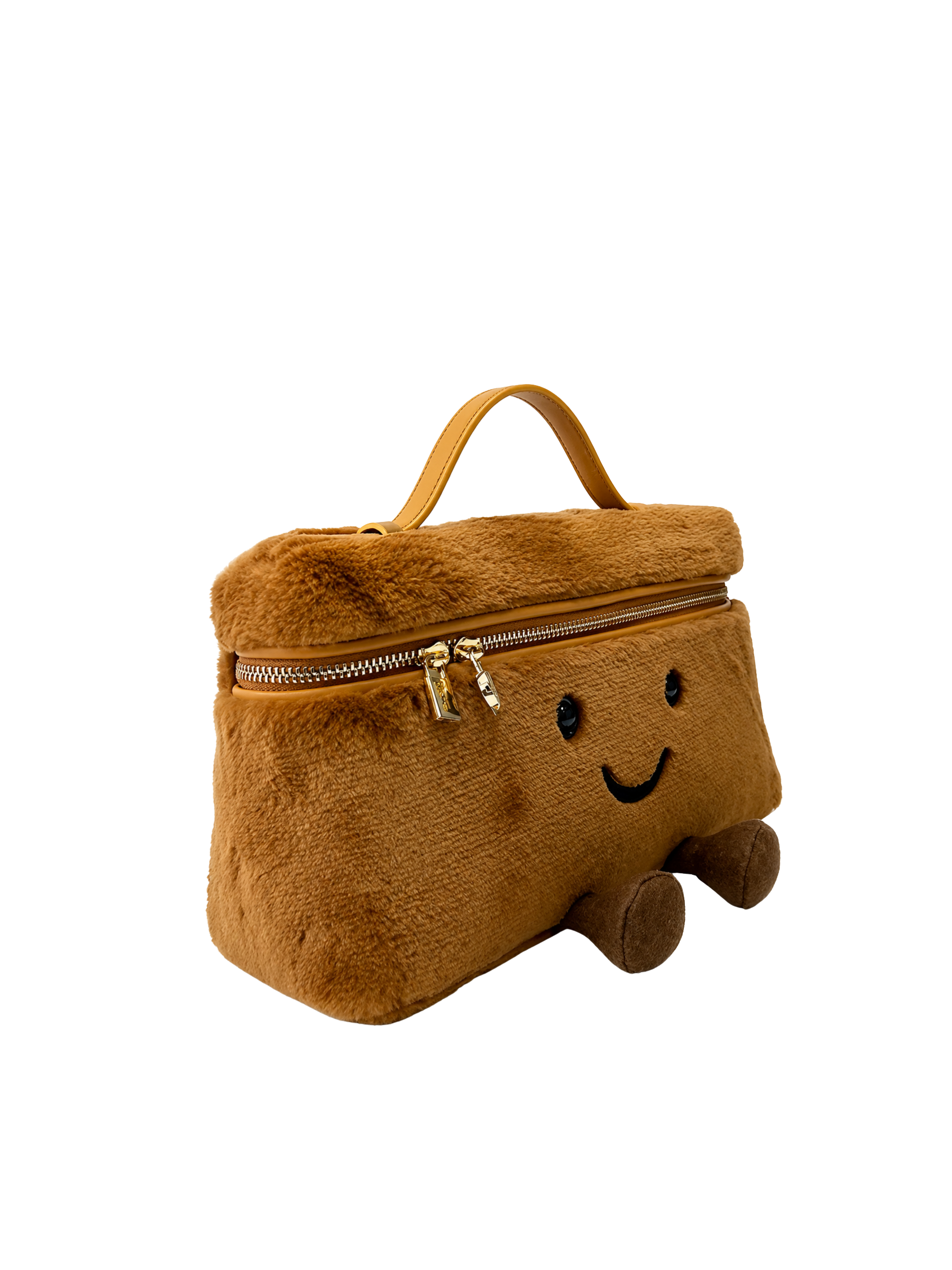 Jellykin 28 Faux Fur Calf Leather-Trim Slim Vanity Bag in Mocha — Side
