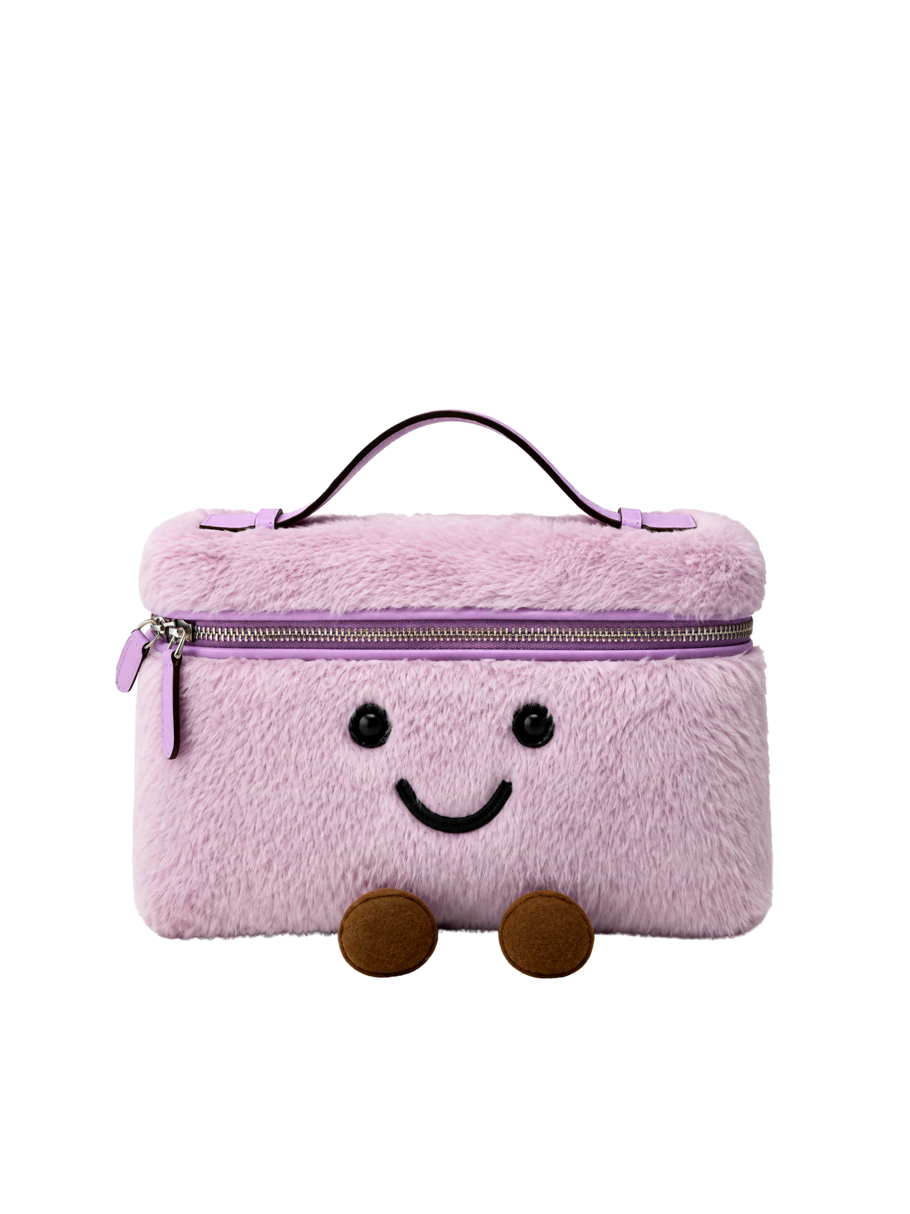 Jellykin 28 Faux Fur Calf Leather-Trim Slim Vanity Bag in Ube — Front