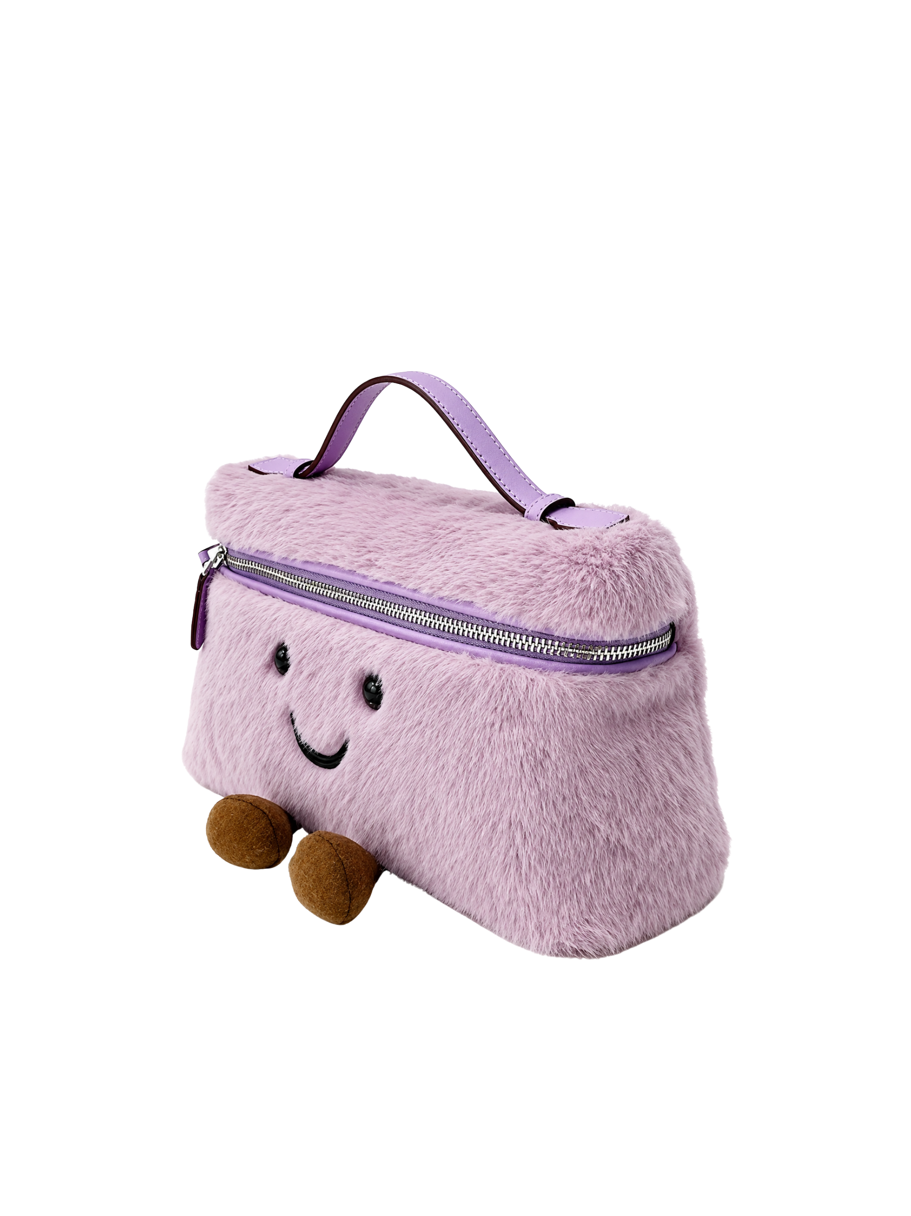 Jellykin 28 Faux Fur Calf Leather-Trim Slim Vanity Bag in Ube — Side