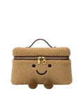 Jellykin 28 Teddy Faux Fur Calf Leather-Trim Slim Vanity Bag in Cookie — Front